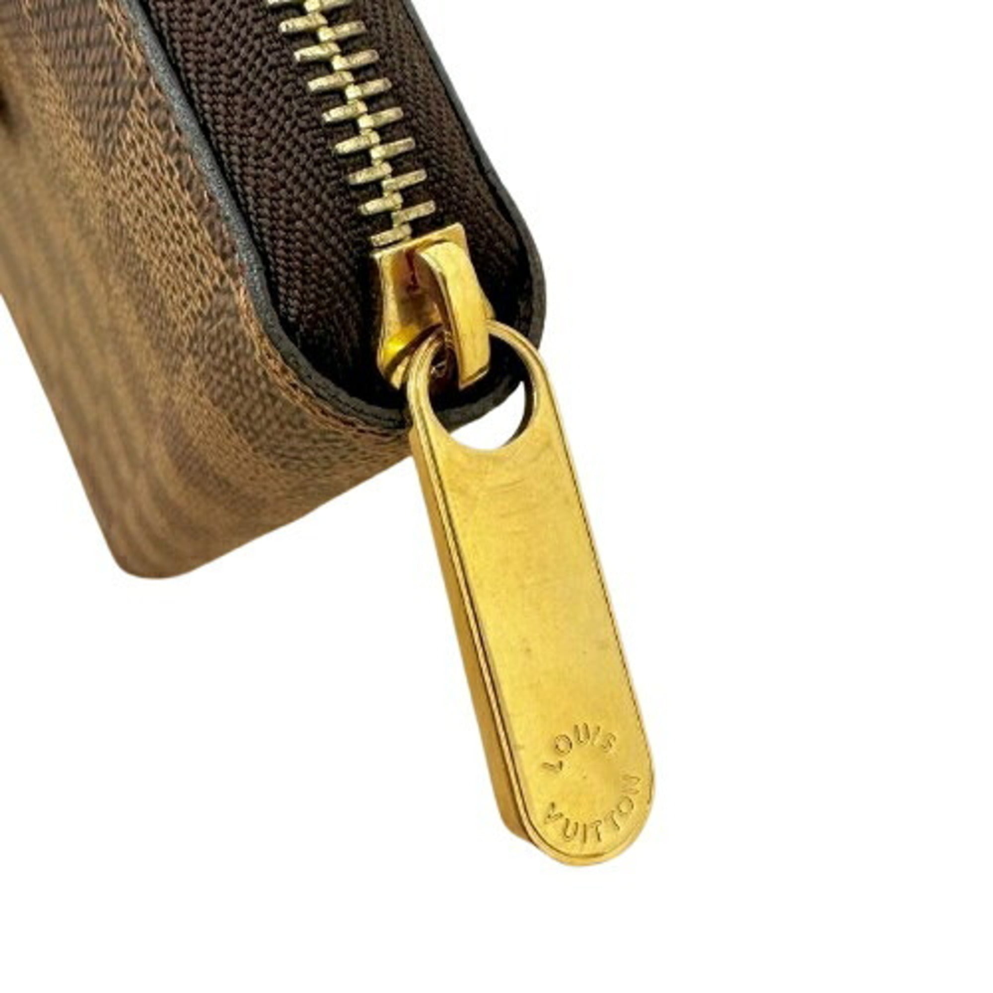 Louis Vuitton Damier Brown Leather Long Wallet (Bi-Fold) (Pre-Owned)