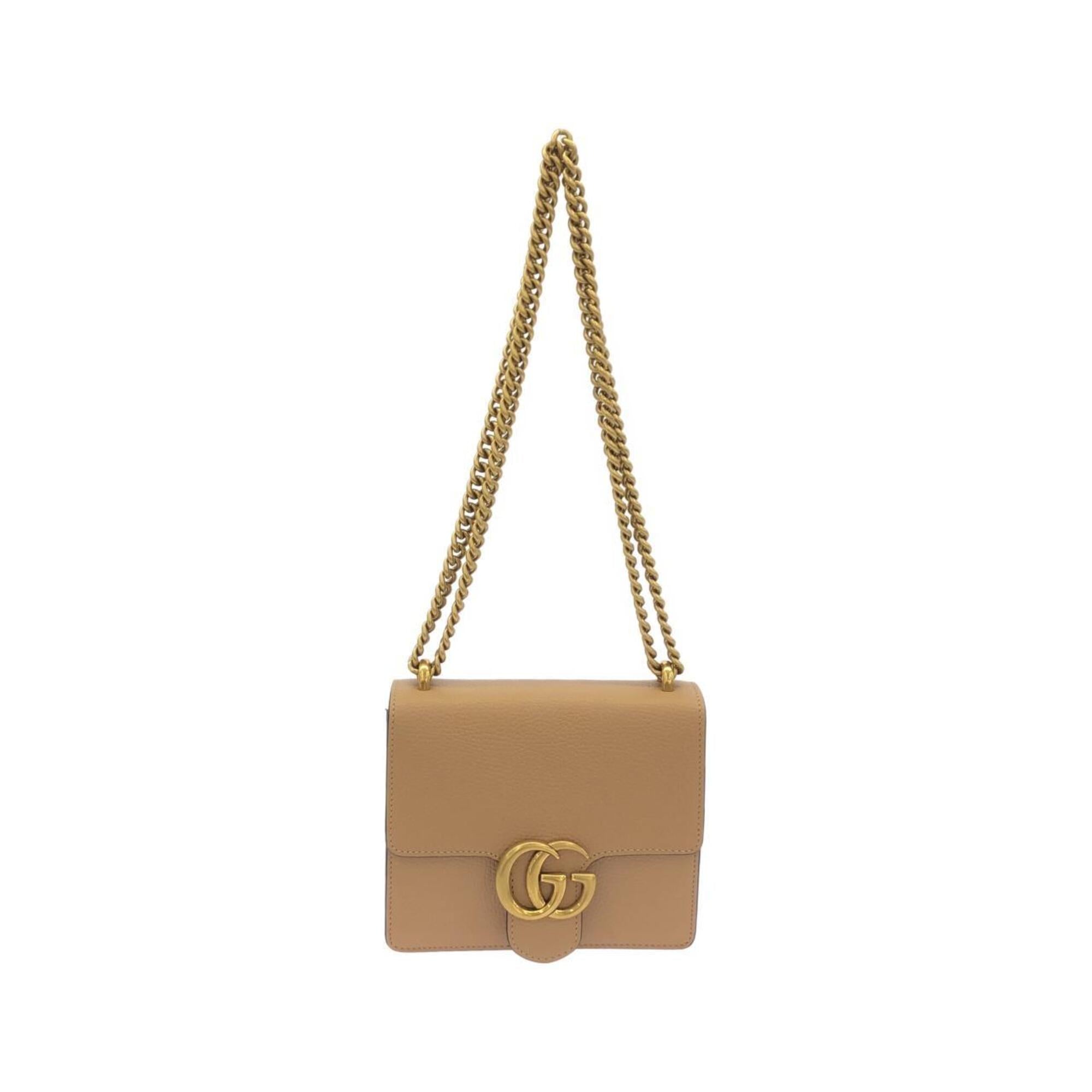 Gucci Beige Gold Leather Shoulder Bag (Pre-Owned)