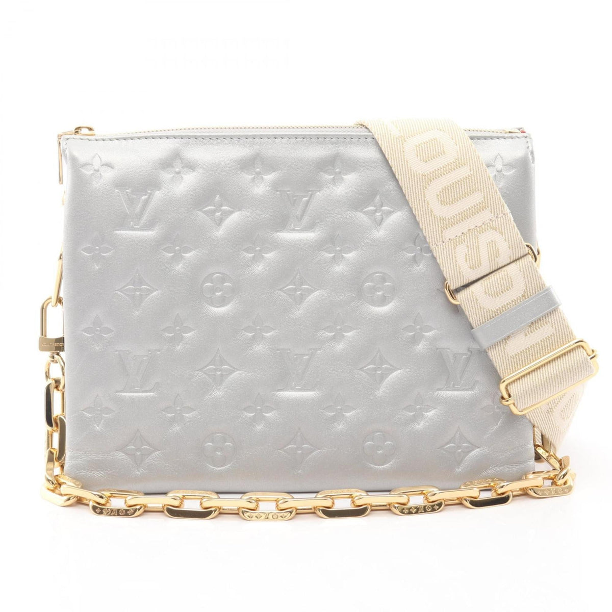 Louis Vuitton Silver Leather Handbag Shoulder Bag (Pre-Owned)