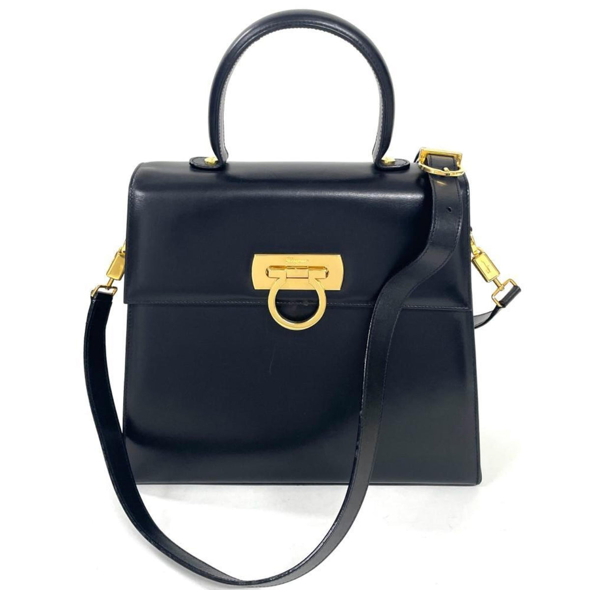 Salvatore Ferragamo Black Leather Handbag (Pre-Owned)
