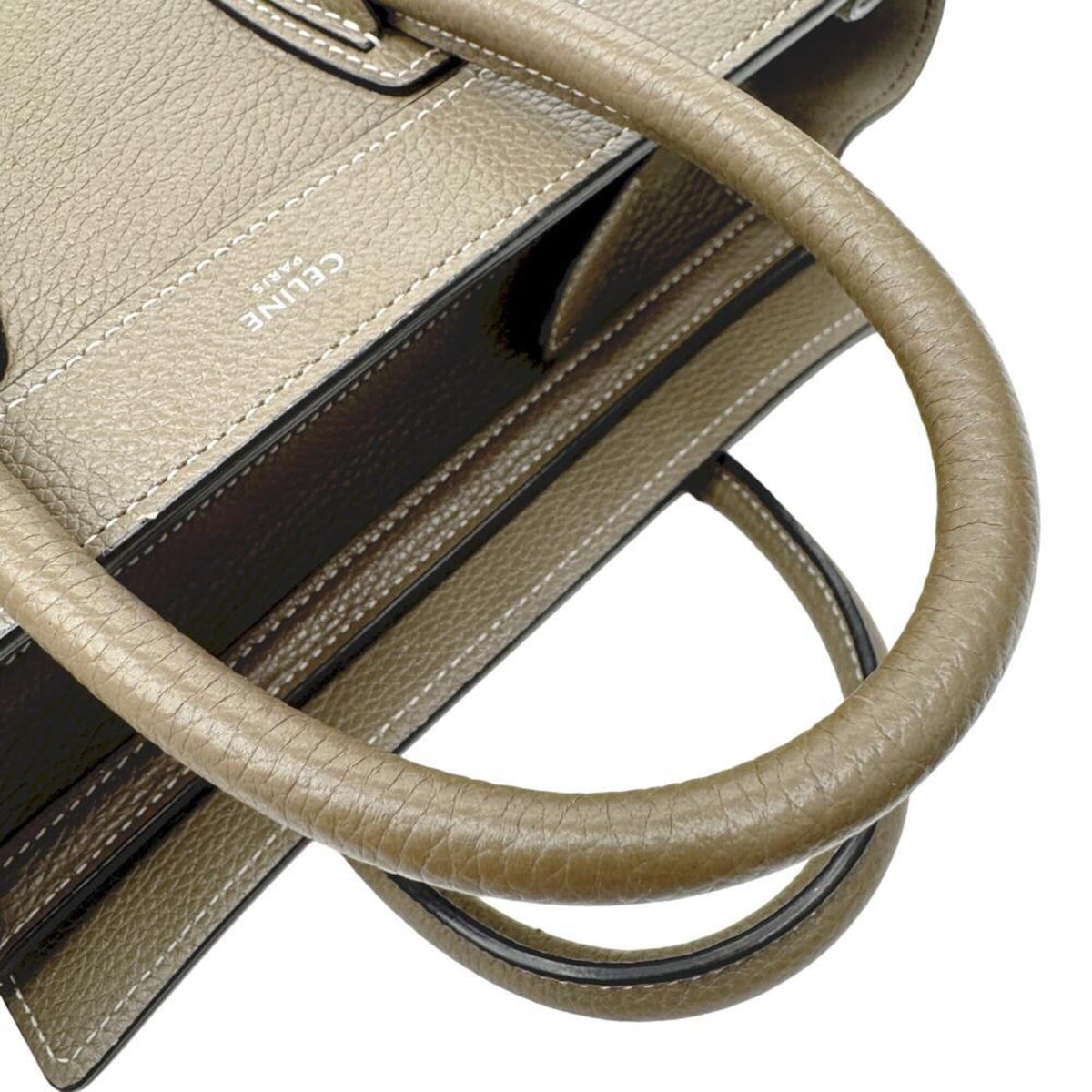 Celine Luggage Gray Beige Leather Handbag Shoulder Bag (Pre-Owned)