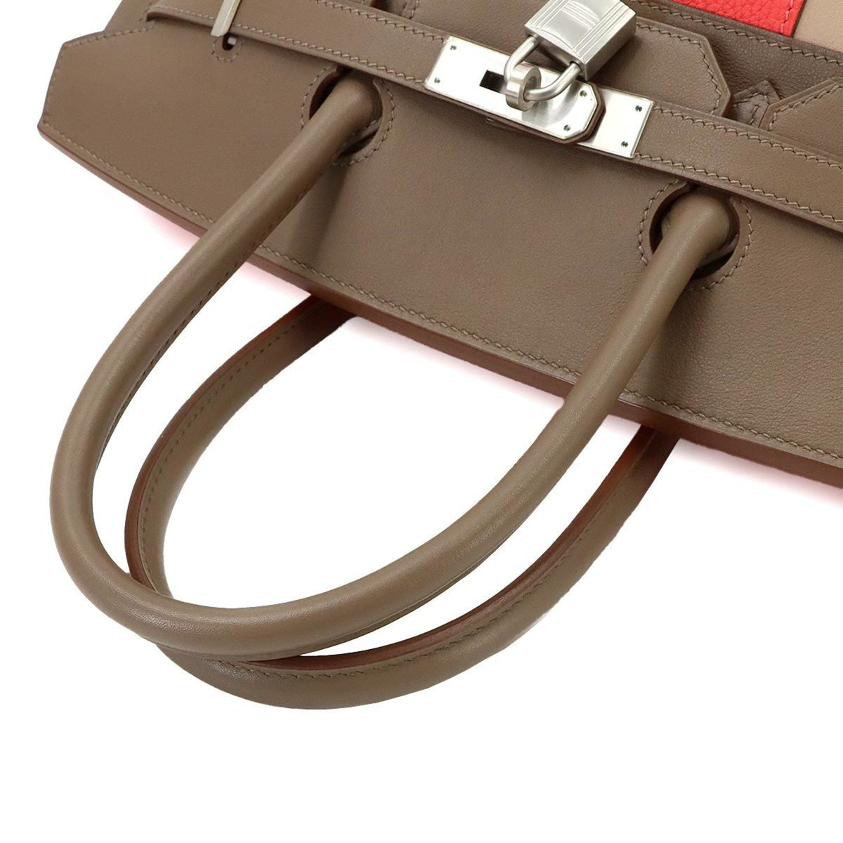 Hermes Argile Etoupe Gray Rose Jaipur Taurillon Clemence Leather Swift Leather Handbag (Pre-Owned)