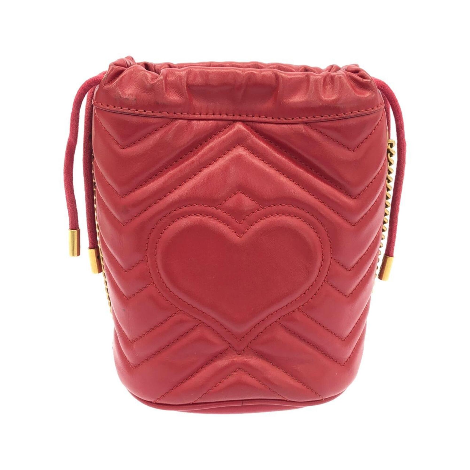 Gucci Red Color Quilting Leather Shoulder Bag (Pre-Owned)
