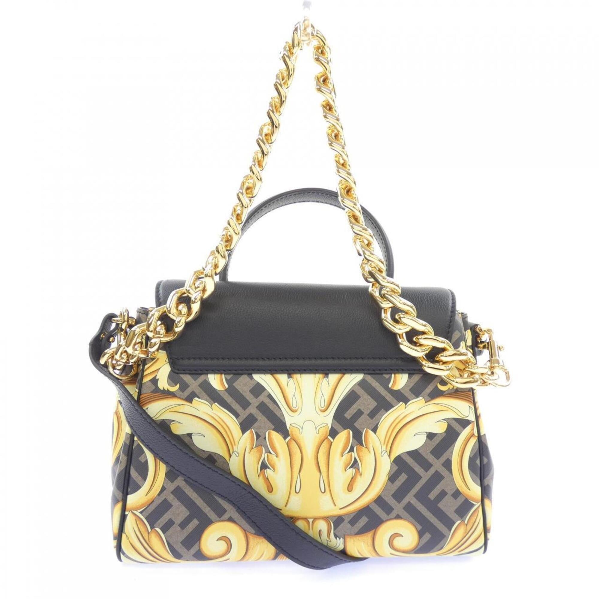 Fendi Black Yellow Leather Handbag (Pre-Owned)