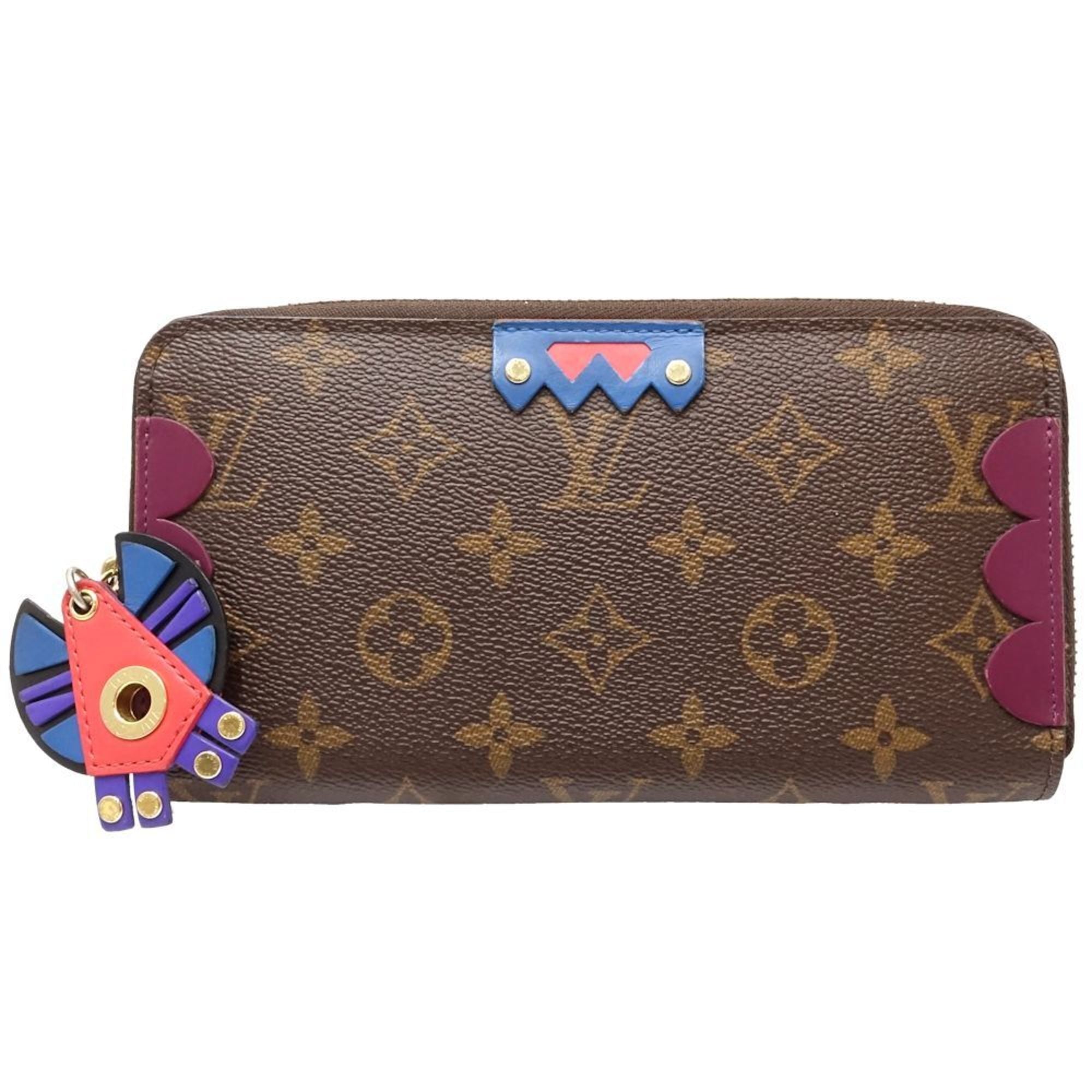 Louis Vuitton Brown Magenta Canvas Long Wallet (Bi-Fold) (Pre-Owned)