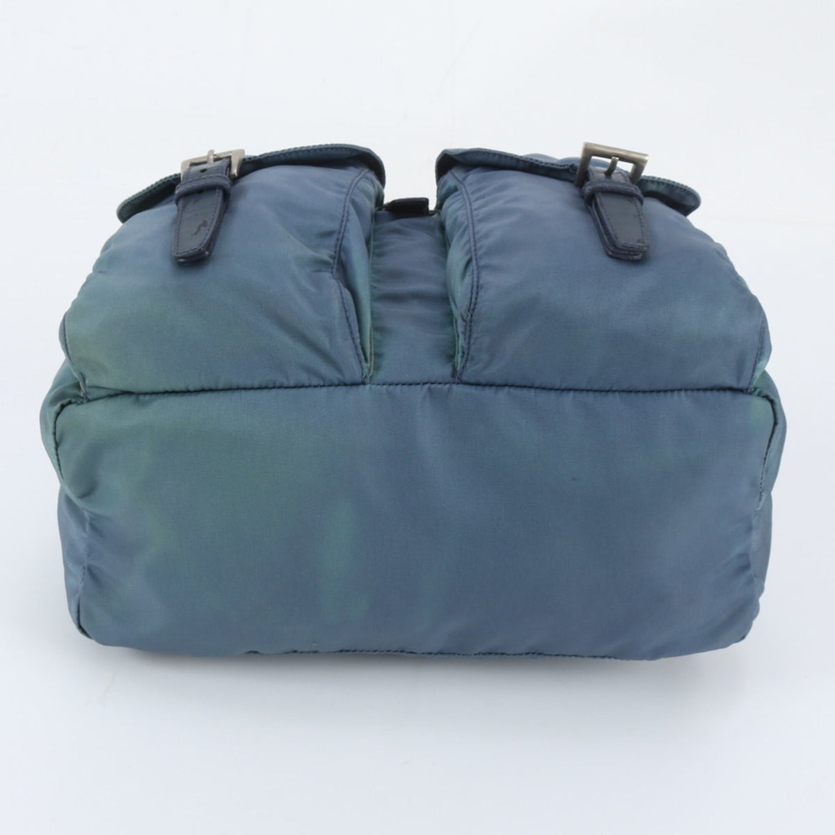 Prada Blue Leather Nylon Backpack Shoulder Bag (Pre-Owned)