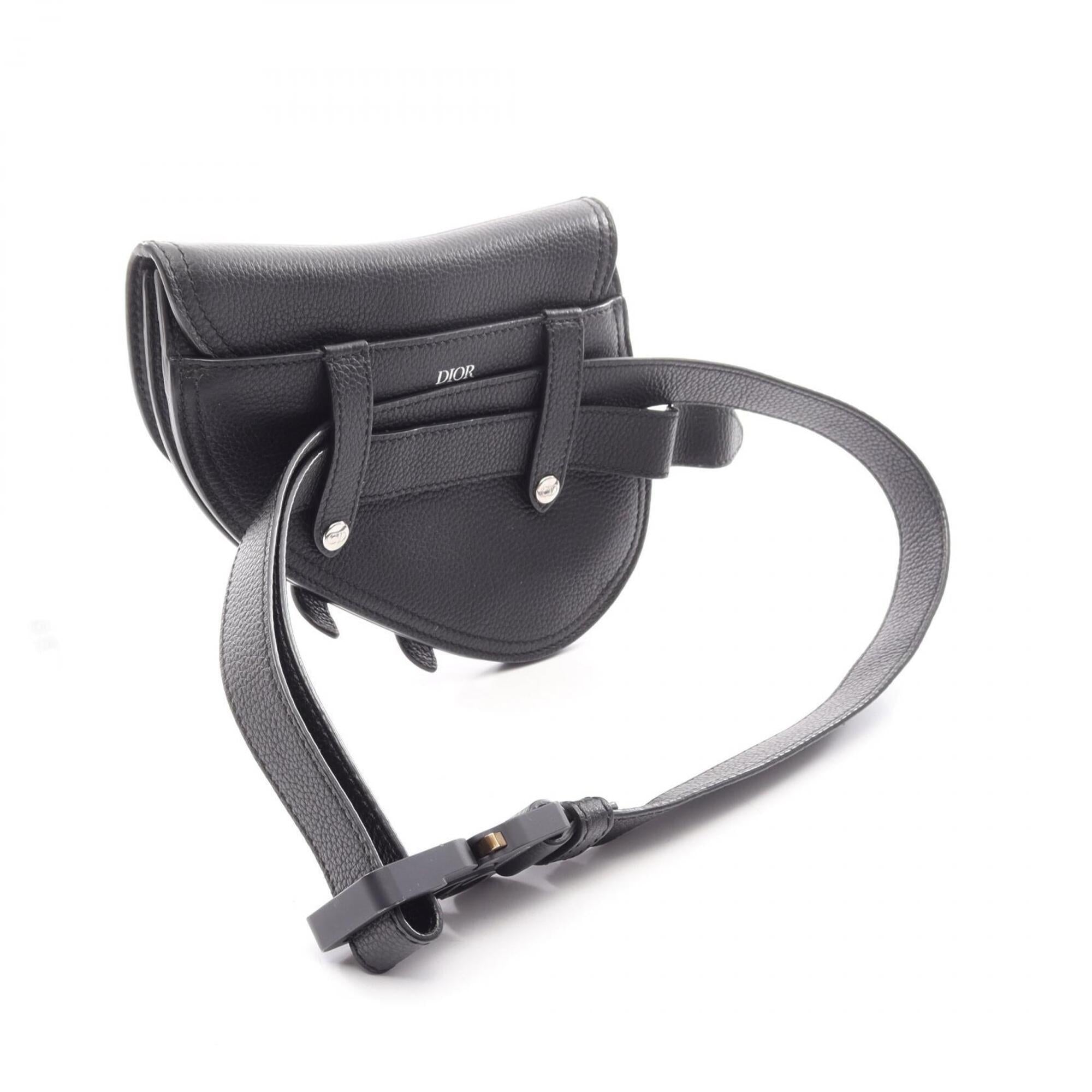Christian Dior Black Leather Fanny Pack Handbag Saddle Bag (Pre-Owned)