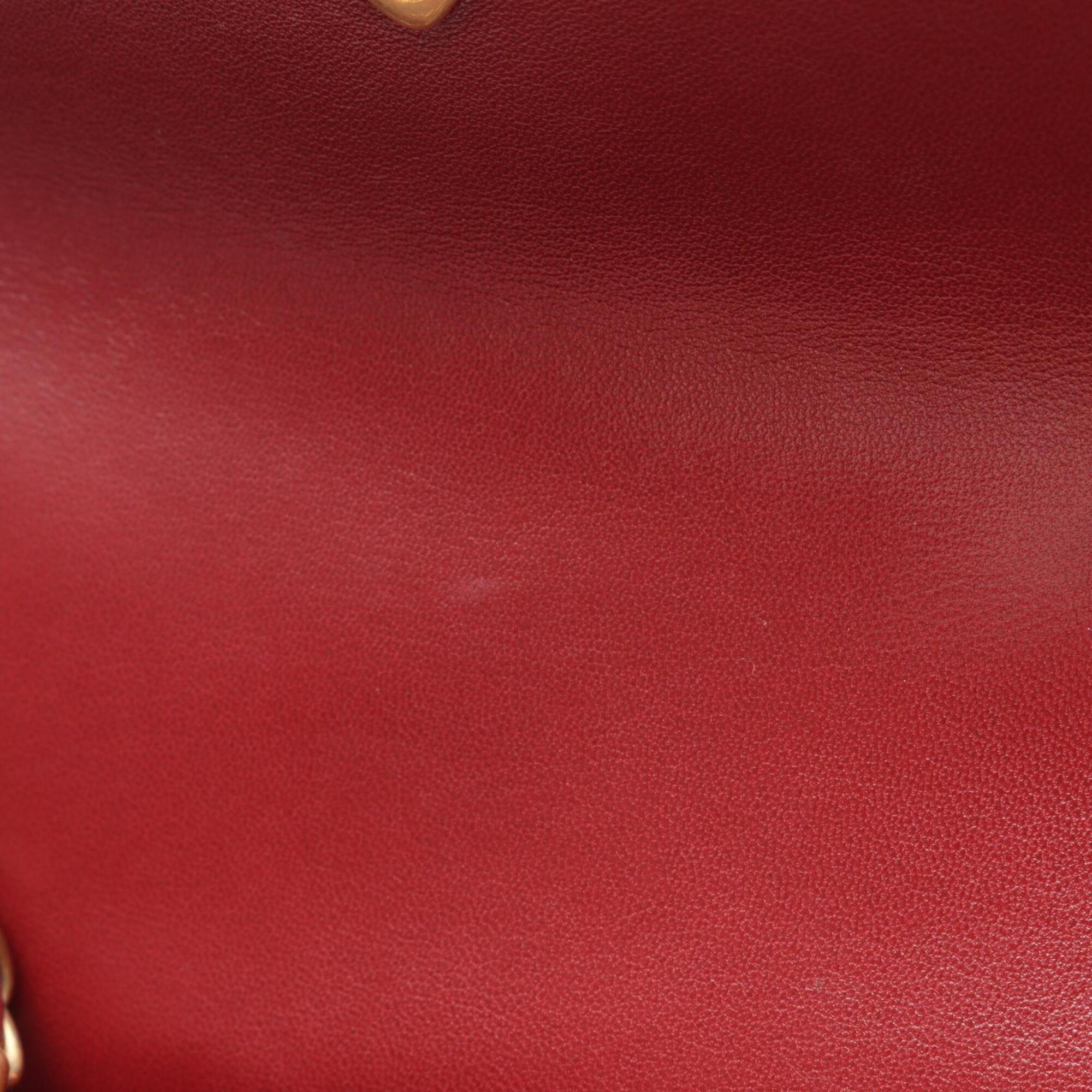 Chanel Bordeaux Leather Handbag Shoulder Bag (Pre-Owned)
