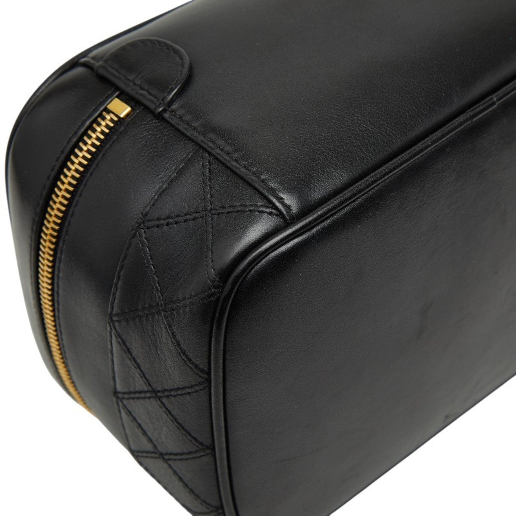 Chanel Black Leather Handbag Vanity Bag (Pre-Owned)