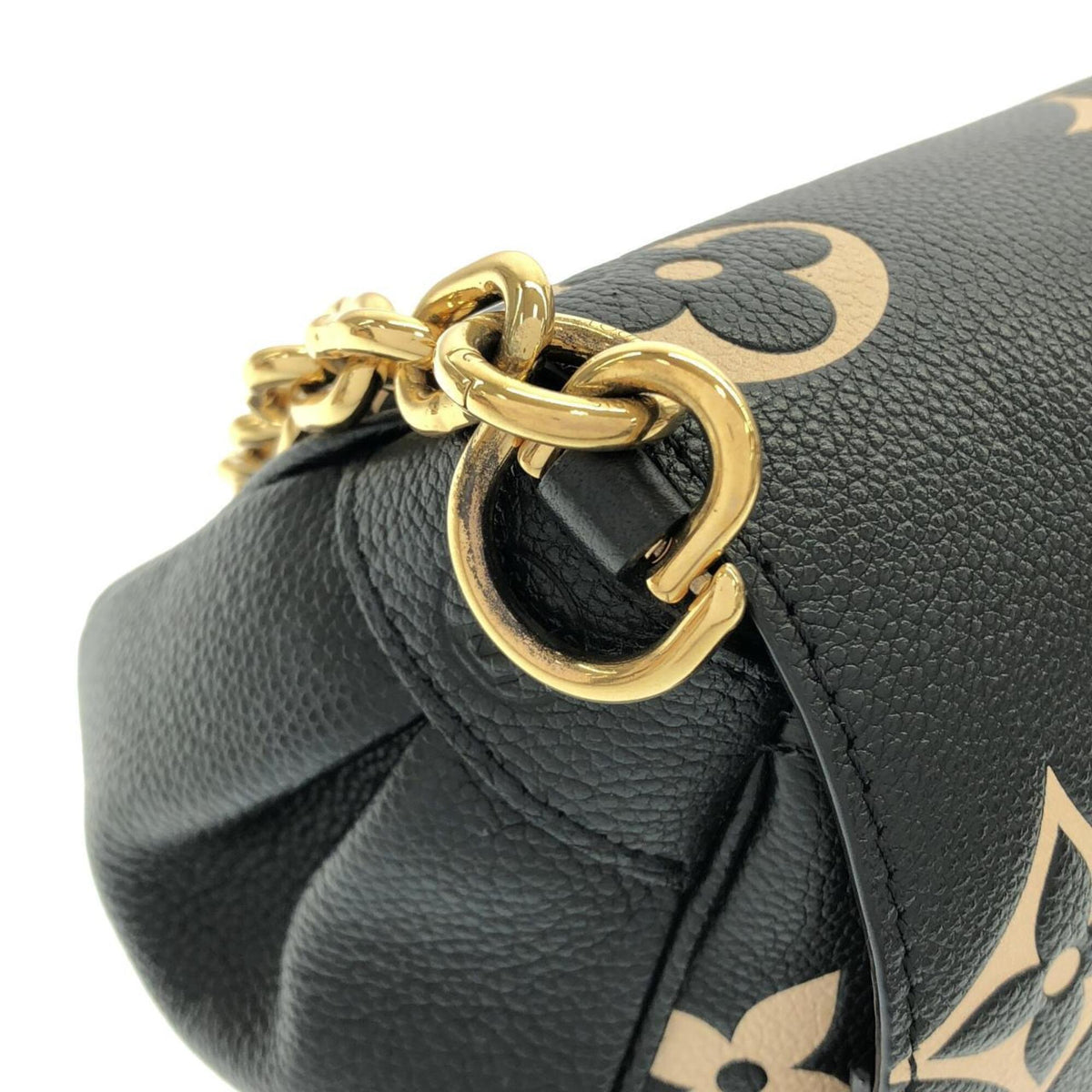 Louis Vuitton Beige Black Leather Shoulder Bag (Pre-Owned)