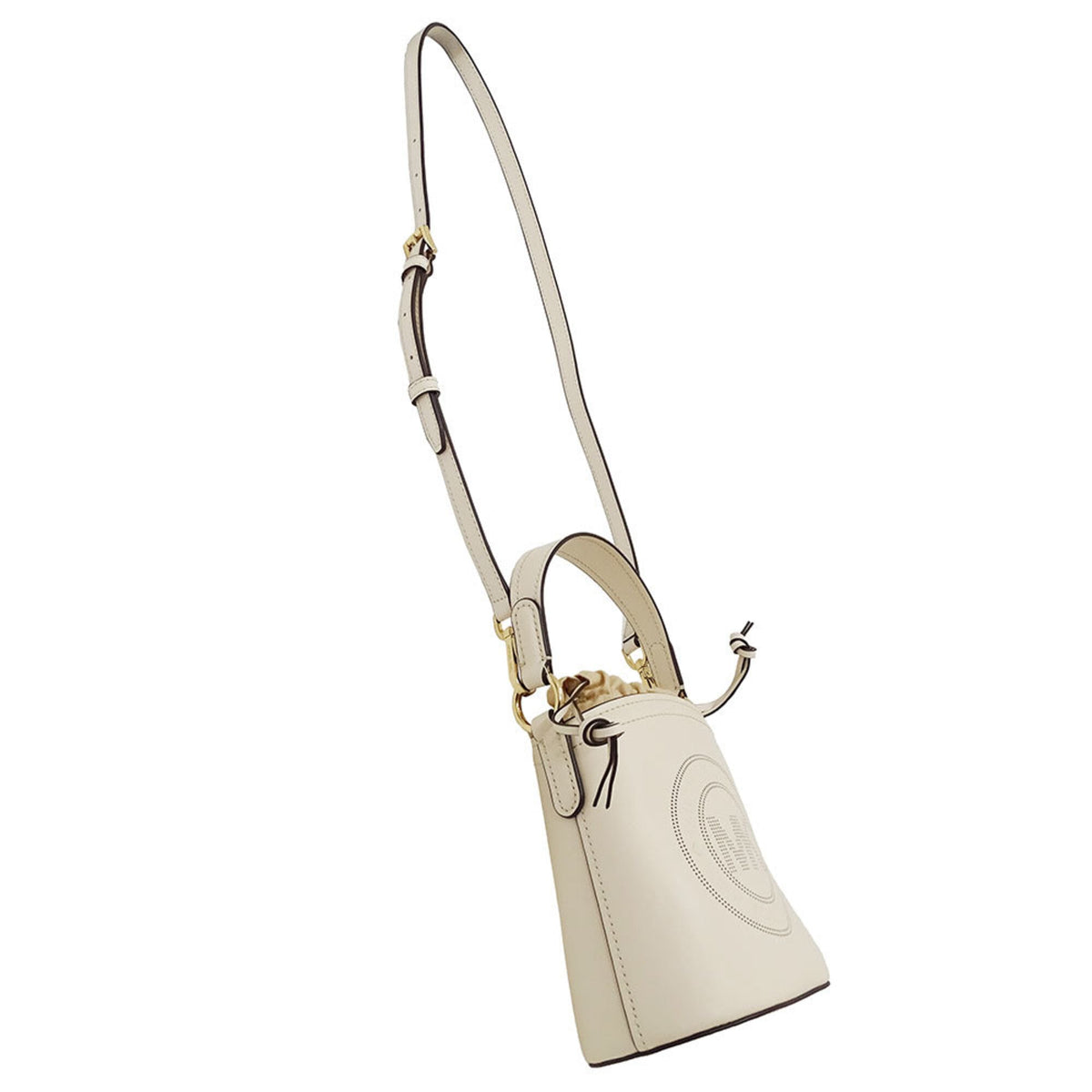 Michael Kors Beige Ivory Leather Canvas Handbag Shoulder Bag (Pre-Owned)