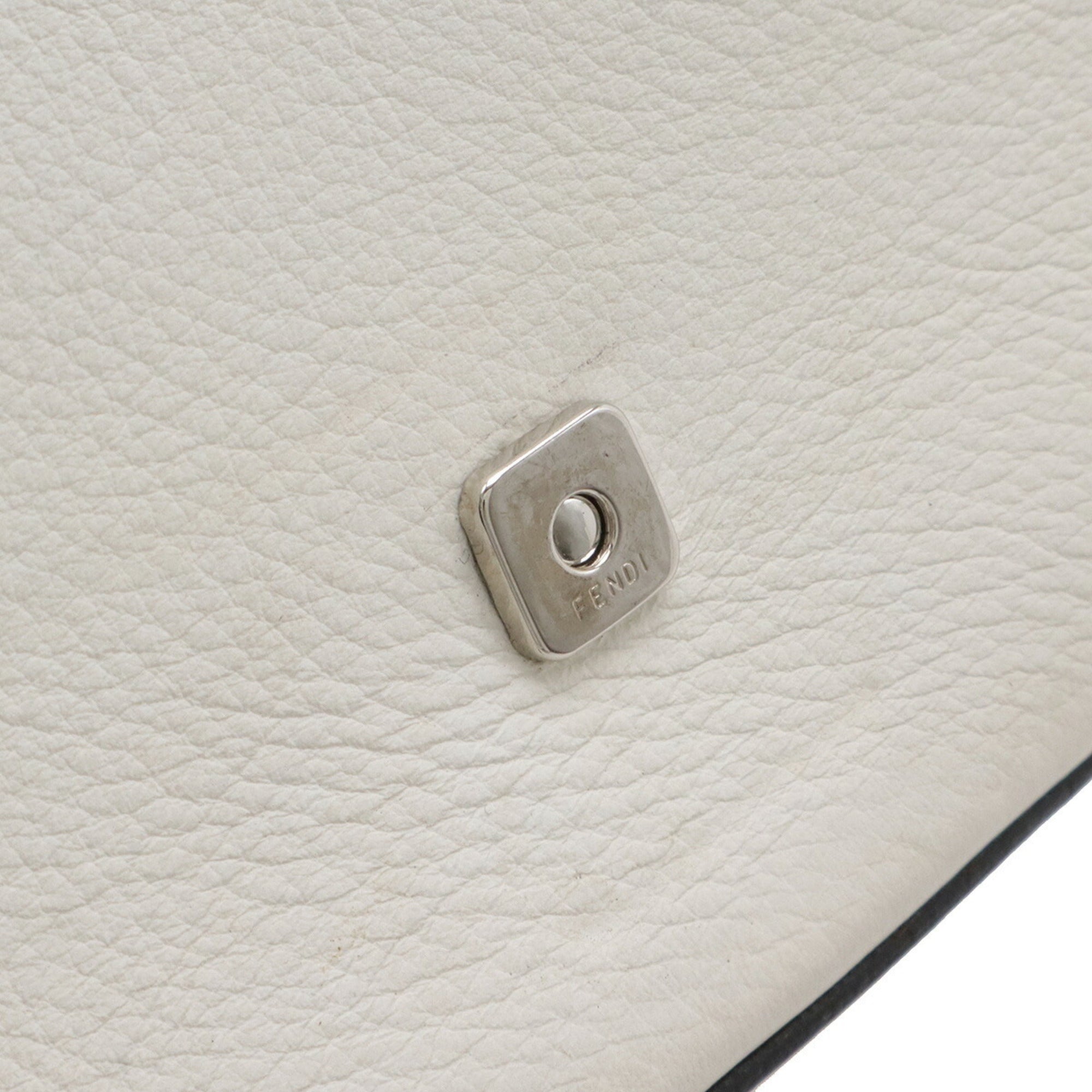 Fendi Pink Red Color White Leather Handbag Shoulder Bag (Pre-Owned)