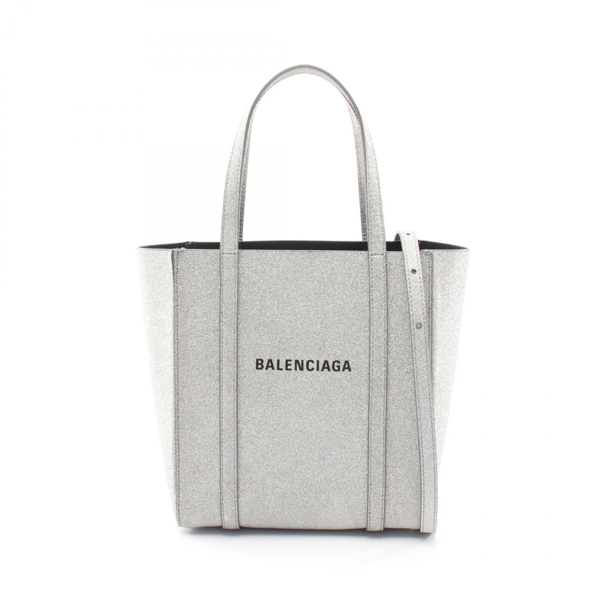 Balenciaga Silver Leather Handbag Tote Bag (Pre-Owned)