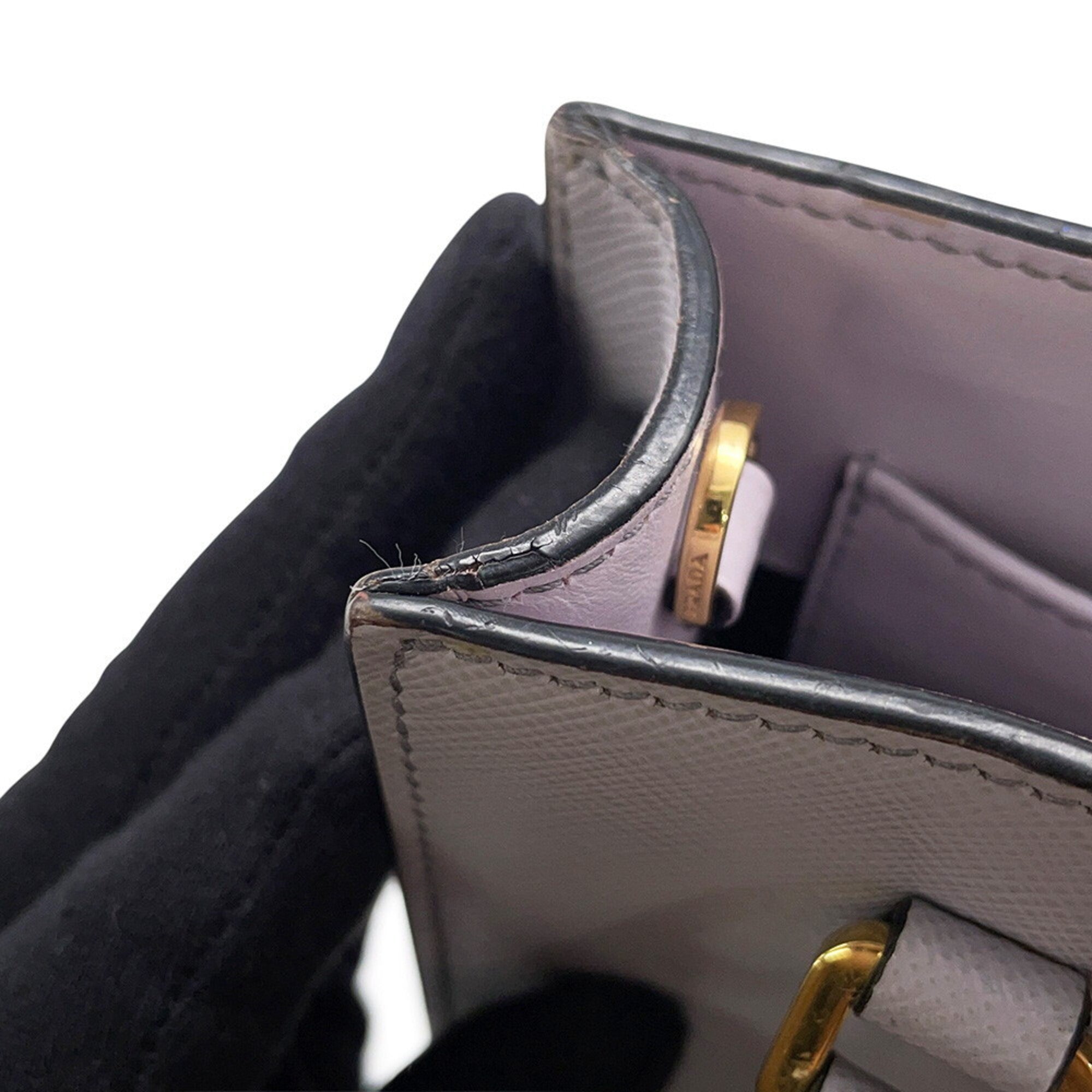 Prada Purple Leather Handbag Shoulder Bag (Pre-Owned)