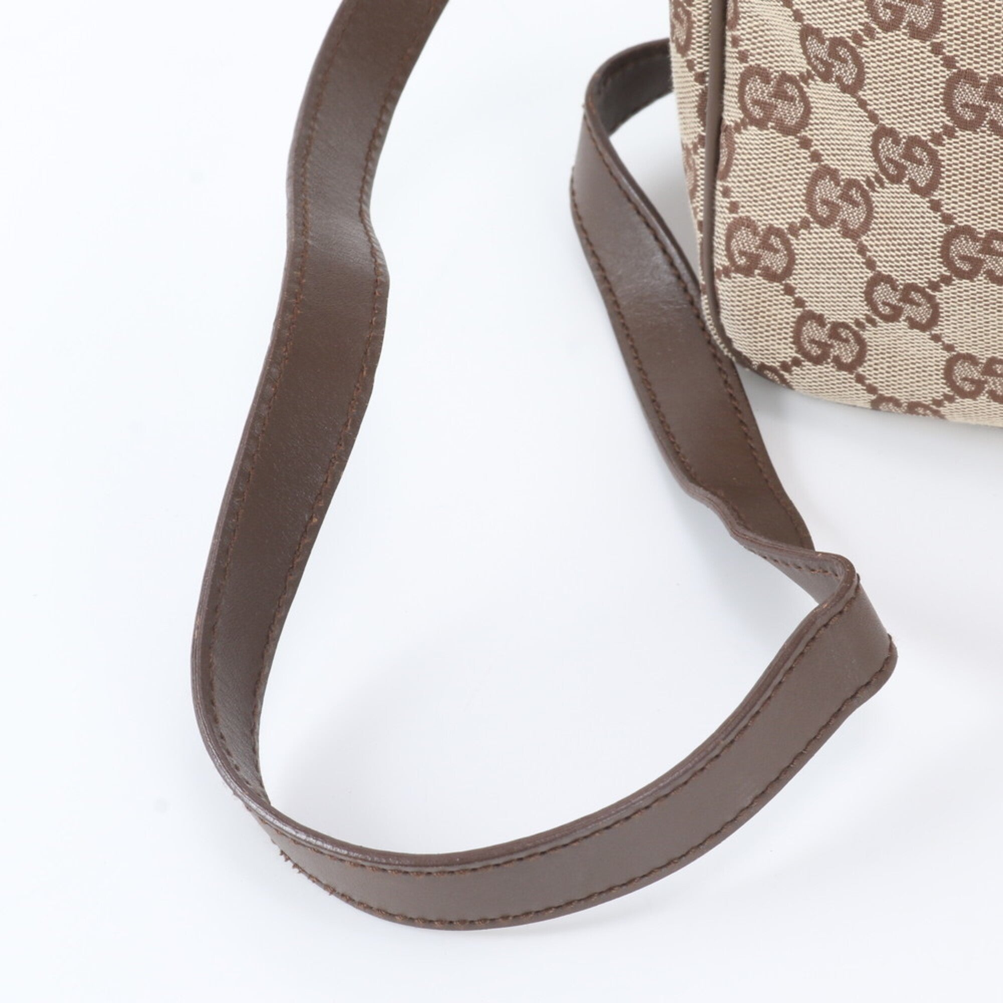 Gucci Brown Leather Canvas Messenger Bag Shoulder Bag (Pre-Owned)