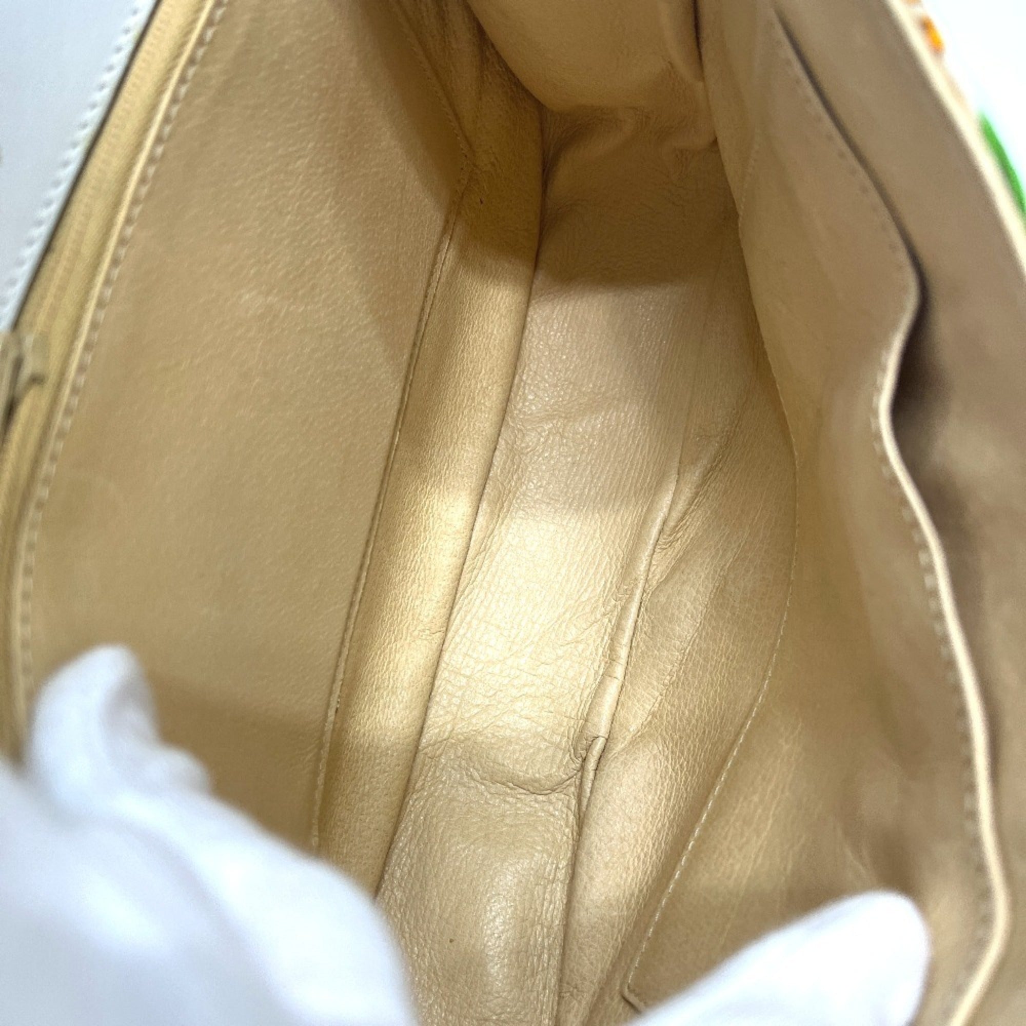 Gucci Flora Multi-Color White Canvas Leather Handbag (Pre-Owned)