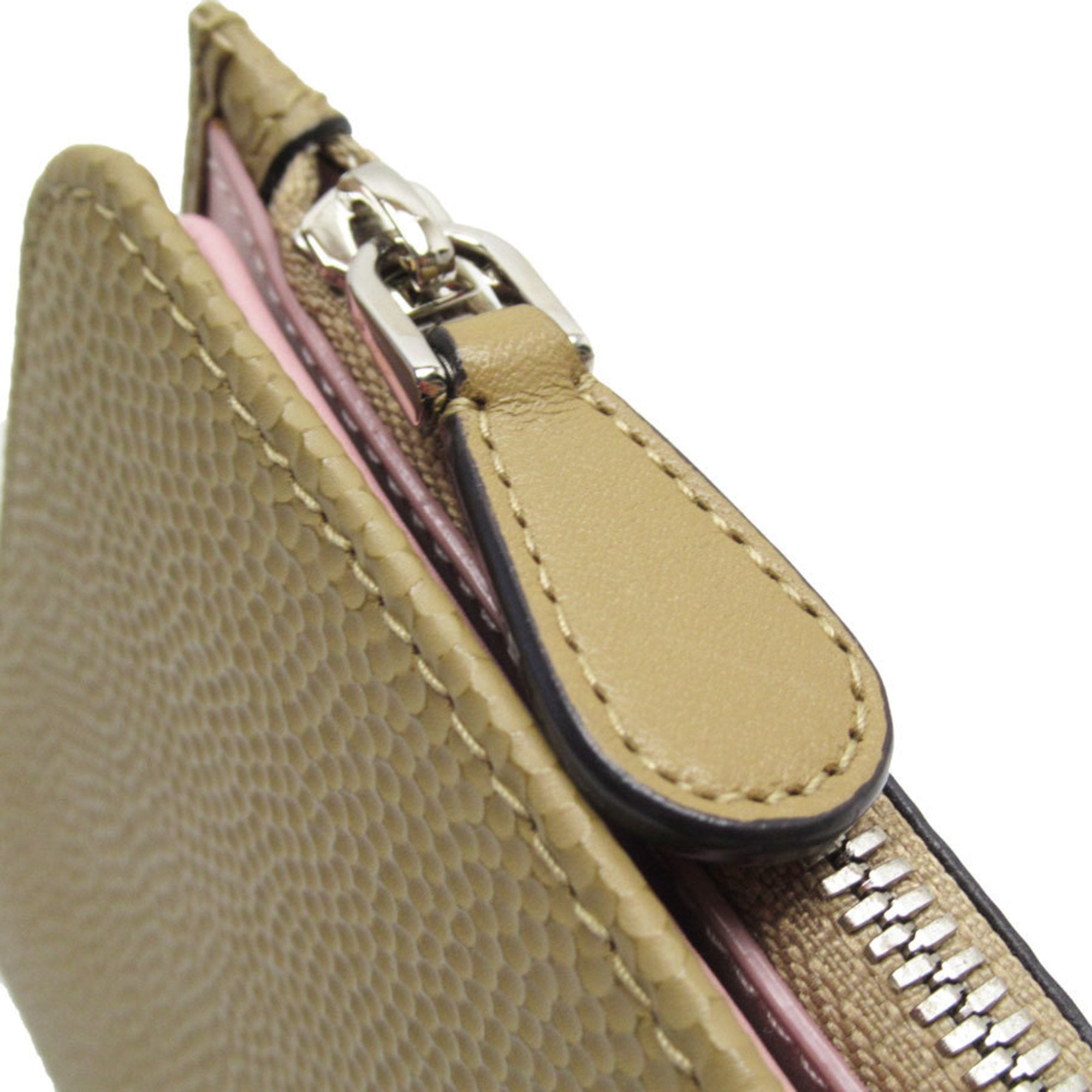 Bally Beige Leather Long Wallet (Bi-Fold) (Pre-Owned)
