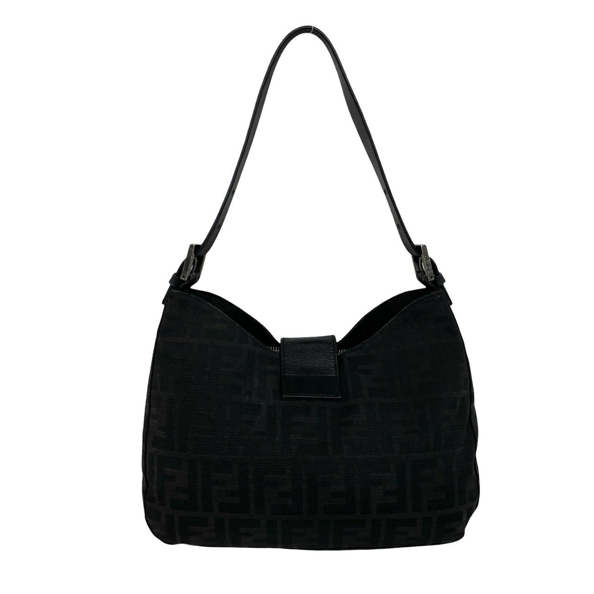 Fendi Black Canvas Leather Handbag Shoulder Bag (Pre-Owned)