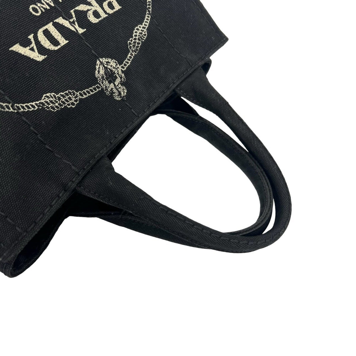 Prada Black Canvas Handbag Shoulder Bag Tote Bag (Pre-Owned)