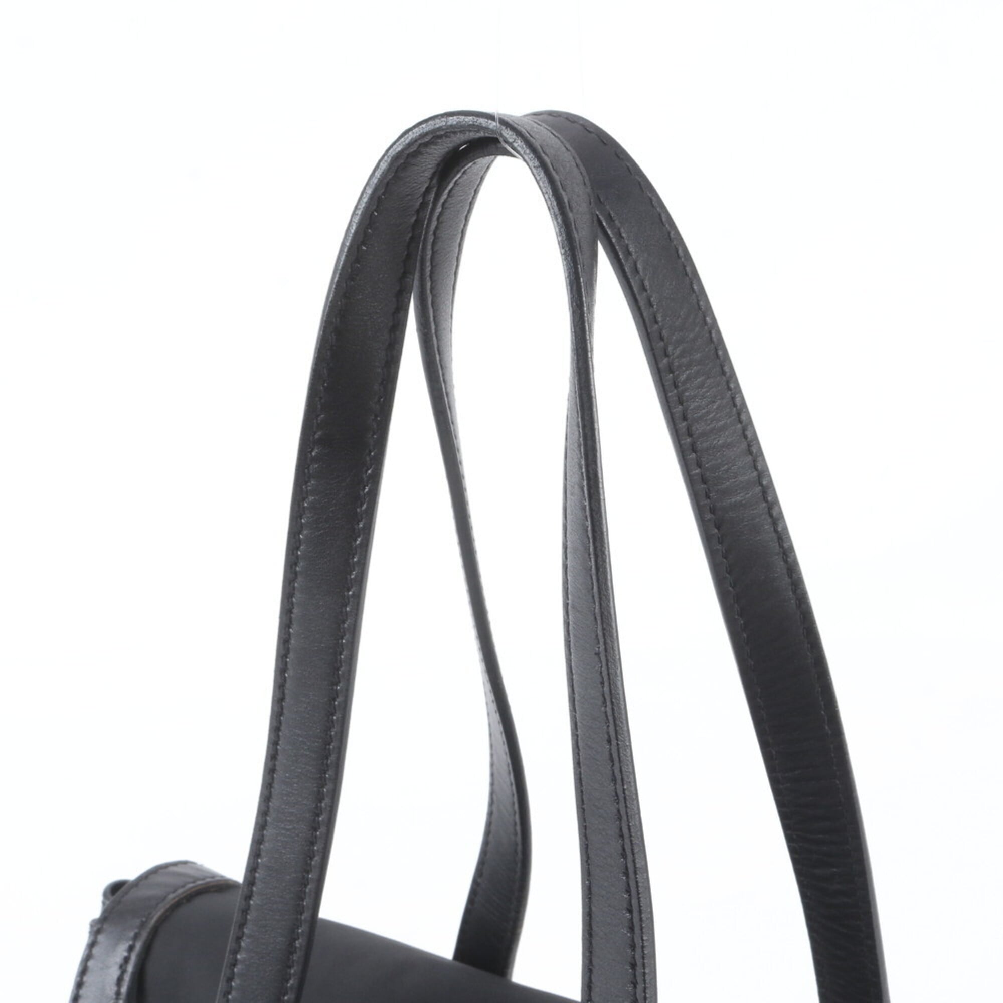 Prada Black Leather Nylon Handbag Shoulder Bag (Pre-Owned)