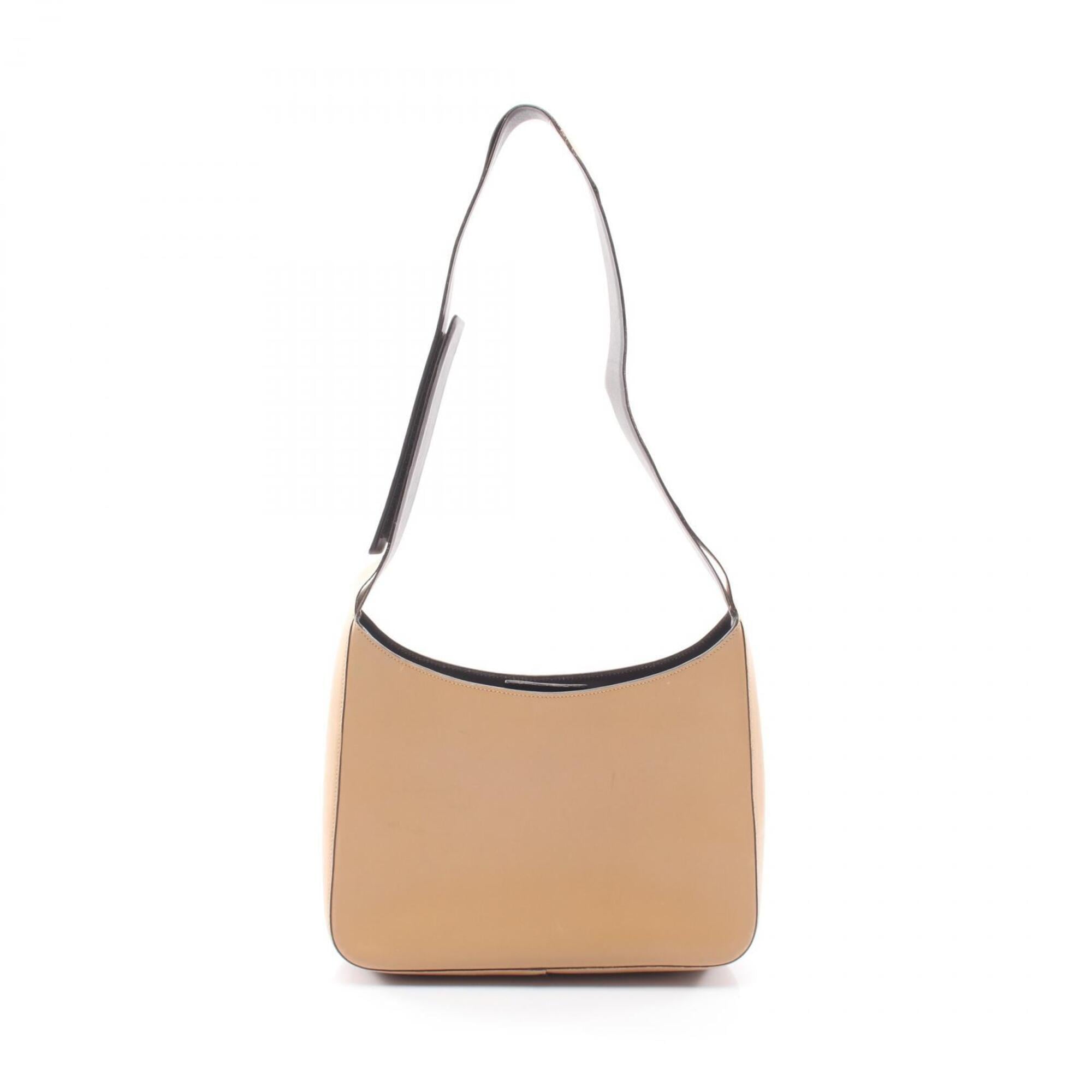 Prada Beige Leather Handbag Shoulder Bag (Pre-Owned)
