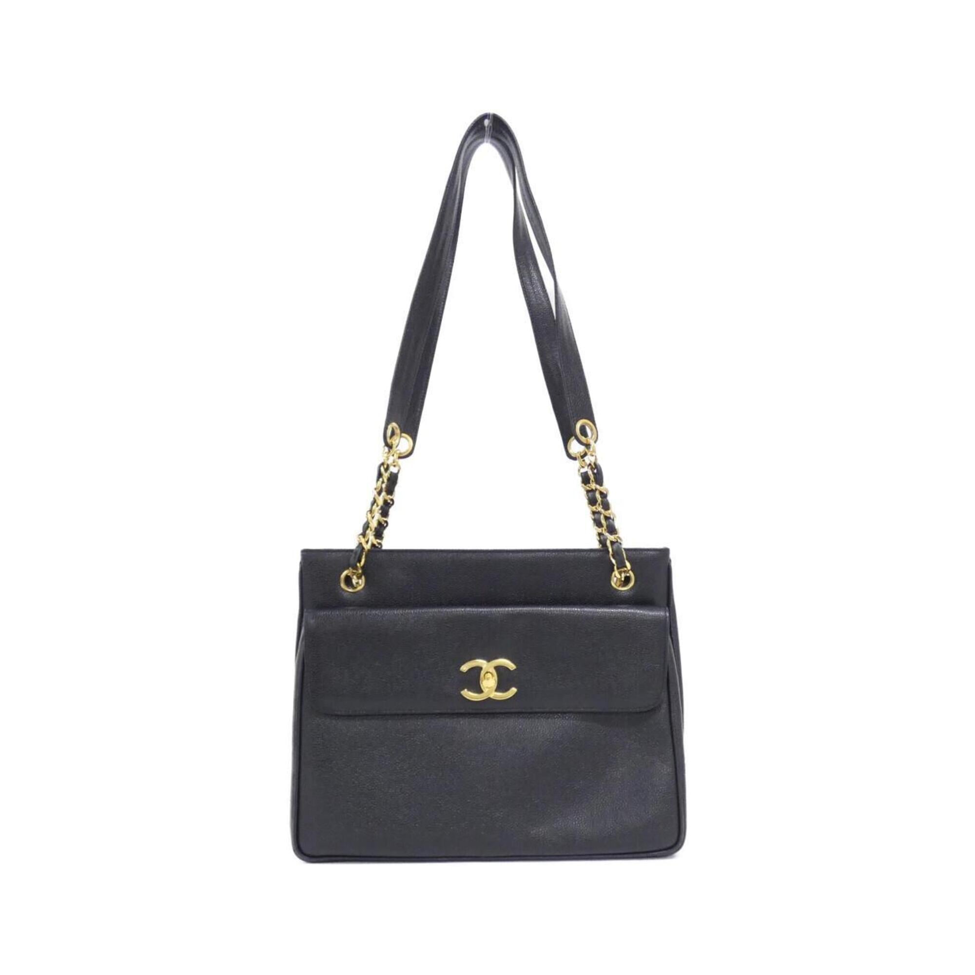 Chanel Black Grained Calfskin Shoulder Bag (Pre-Owned)