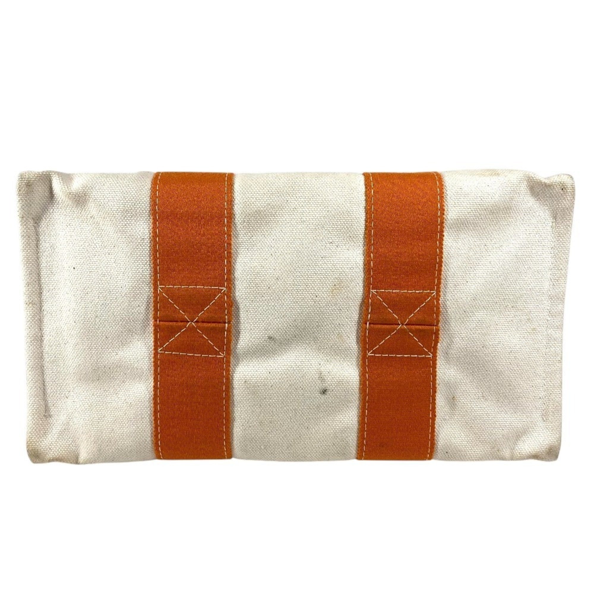 Hermes Ivory Orange Canvas Handbag Tote Bag (Pre-Owned)