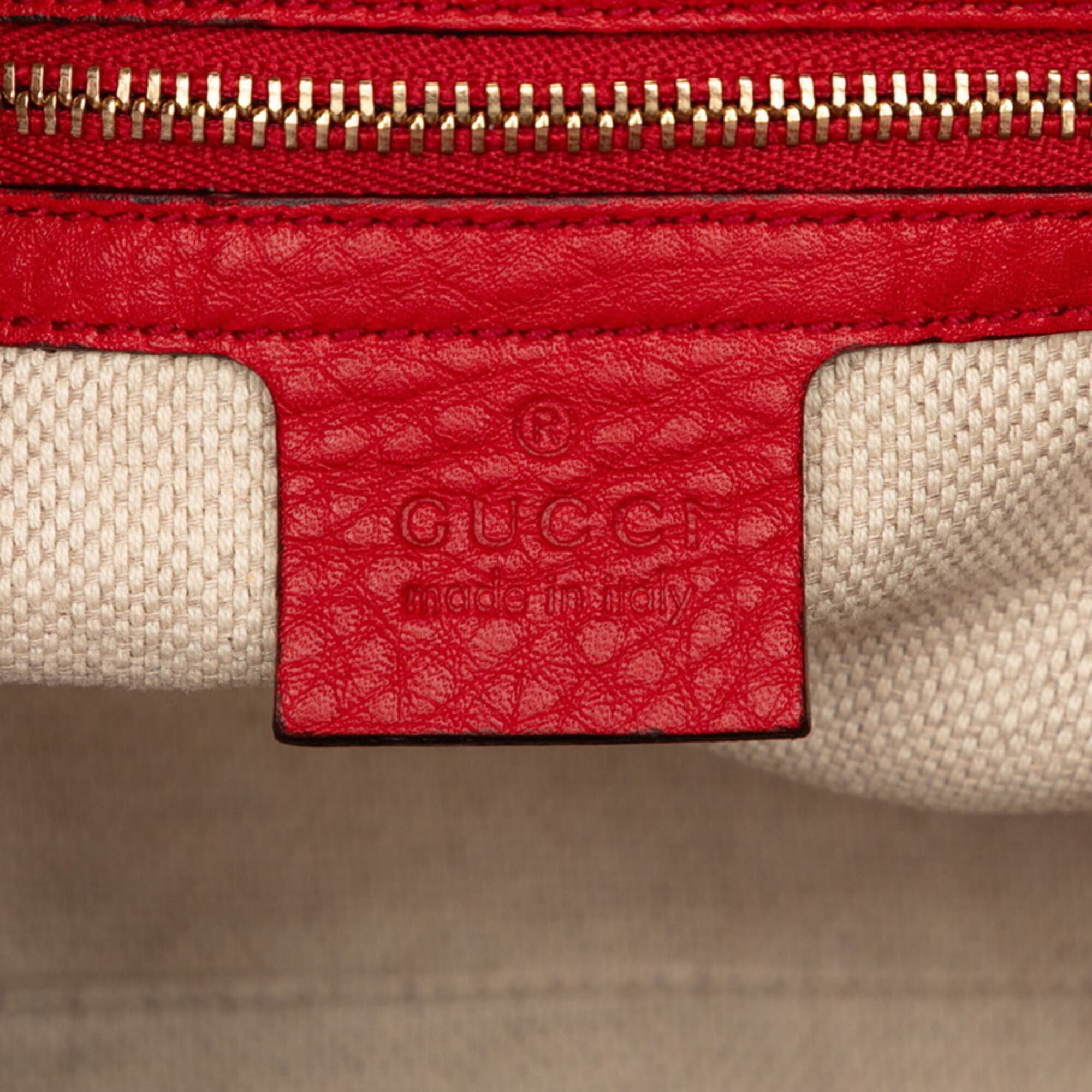 Gucci Red Color Leather Shoulder Bag Tote Bag (Pre-Owned)