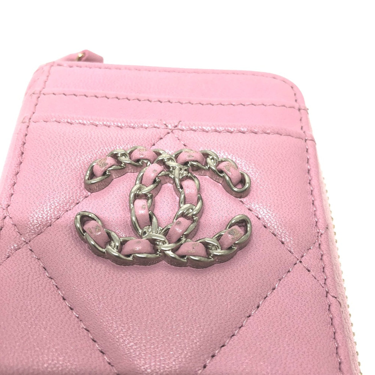 Chanel Pink Leather Coin Purse/Coin Case (Pre-Owned)