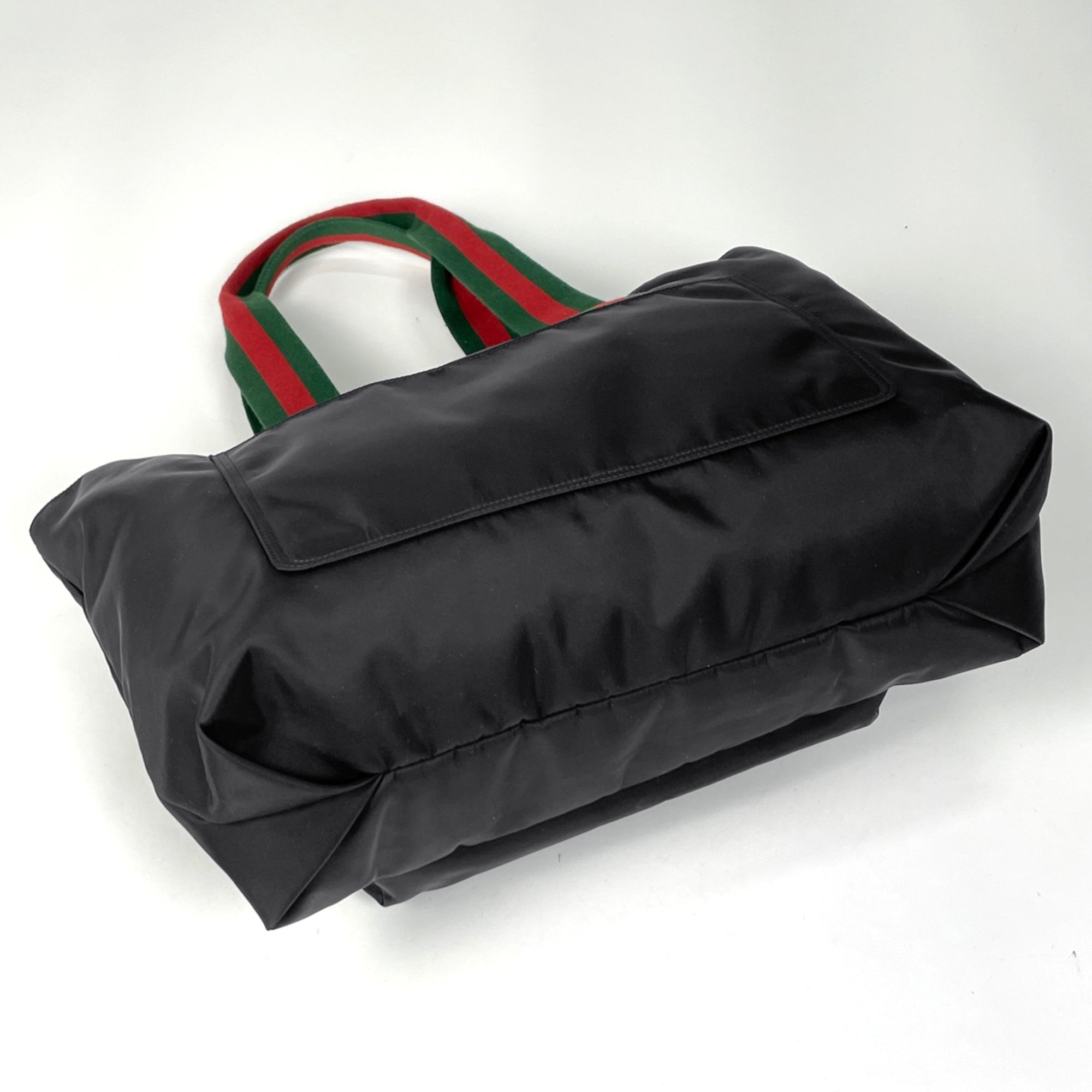 Gucci Black Green Red Color Nylon Tote Bag (Pre-Owned)