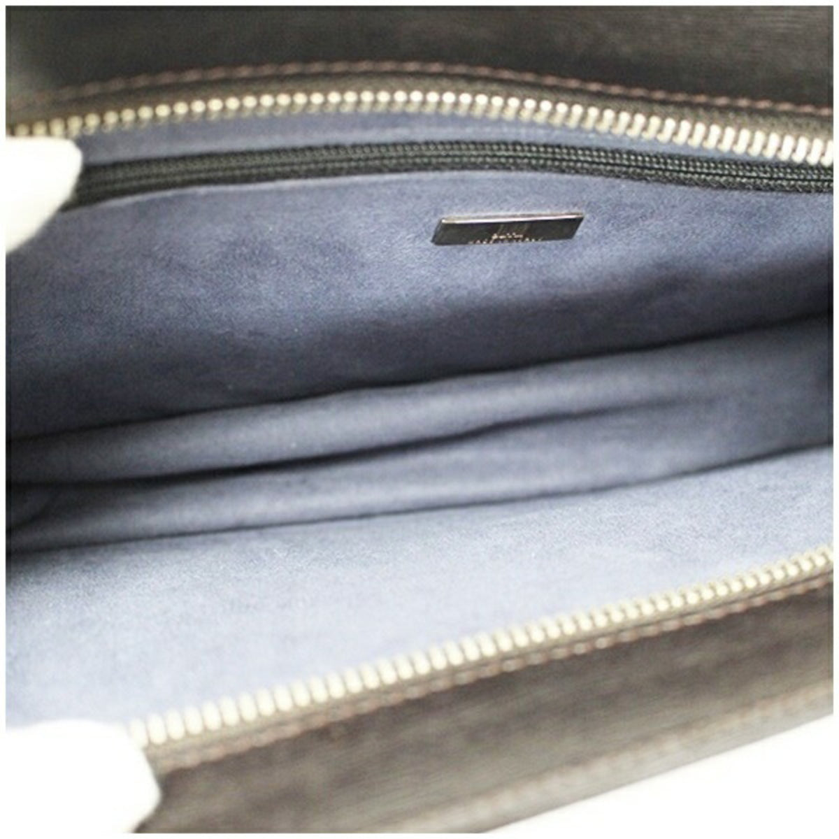 Dunhill Dark Brown Navy Leather Clutch Bag (Pre-Owned)