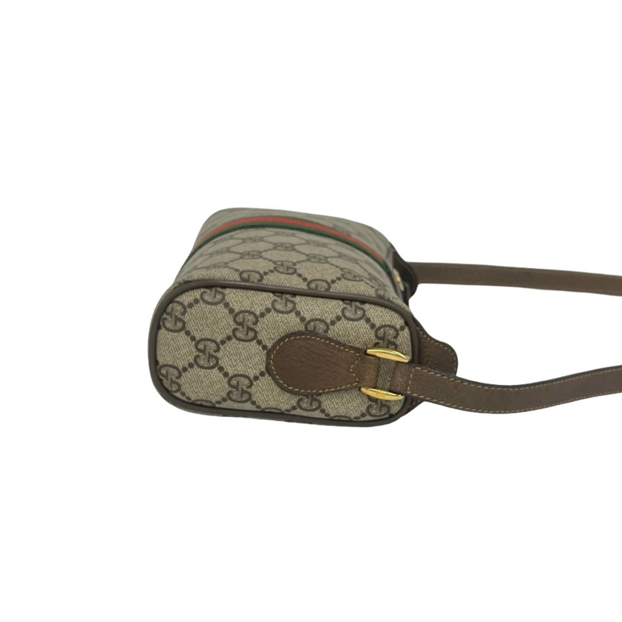 Gucci Brown Green Red Color Leather Pvc Shoulder Bag (Pre-Owned)