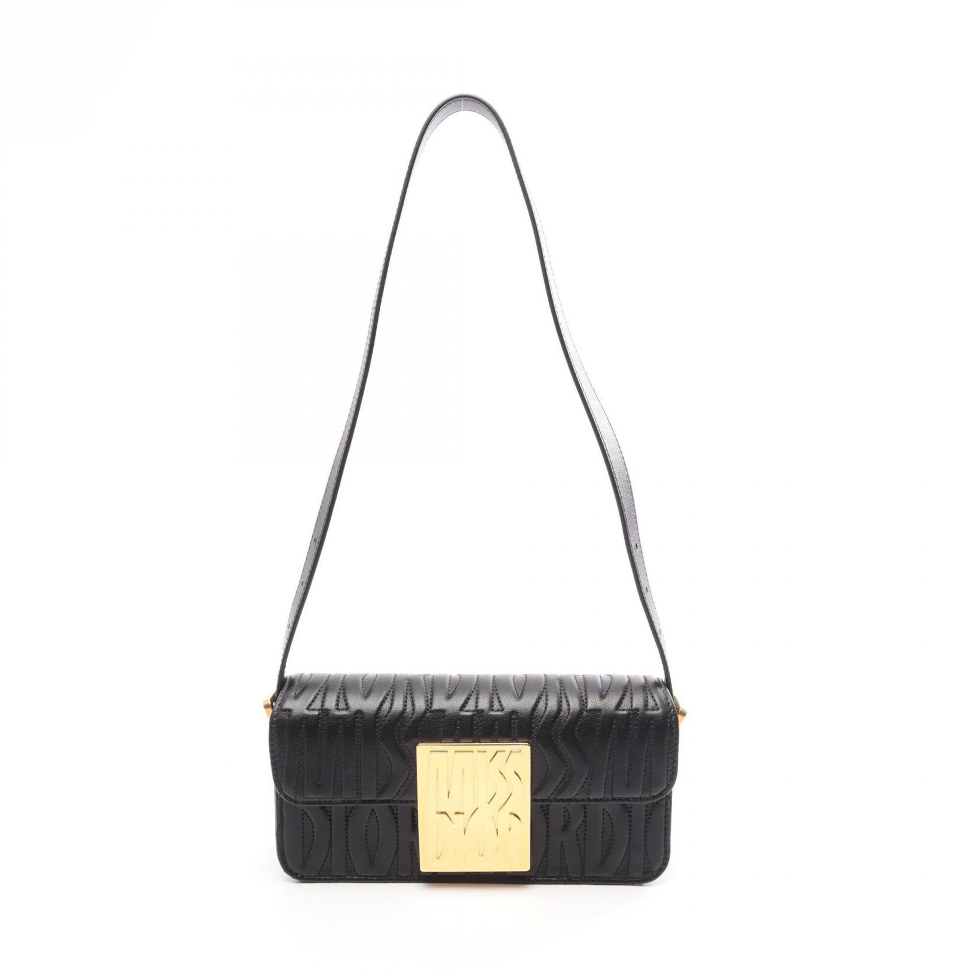 Christian Dior Black Leather Handbag Shoulder Bag (Pre-Owned)