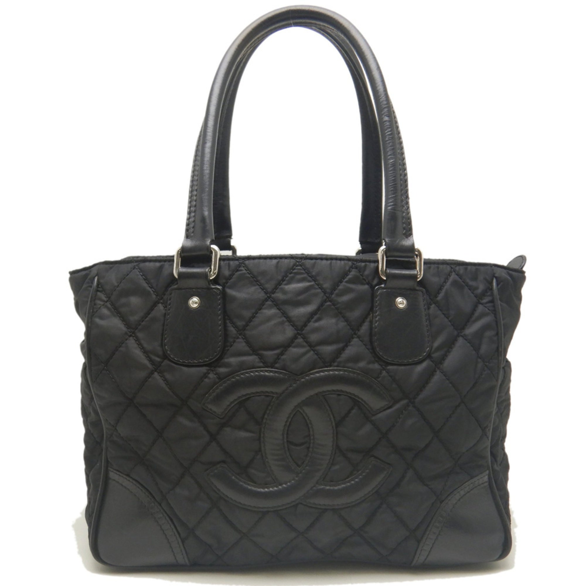 Chanel Black Nylon Leather Tote Bag (Pre-Owned)