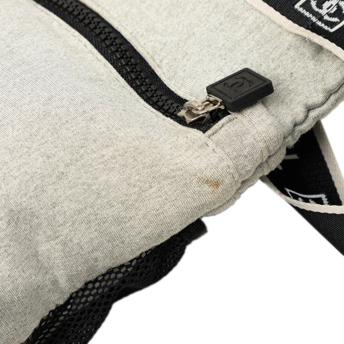 Chanel Gray Cotton Messenger Bag Shoulder Bag (Pre-Owned)