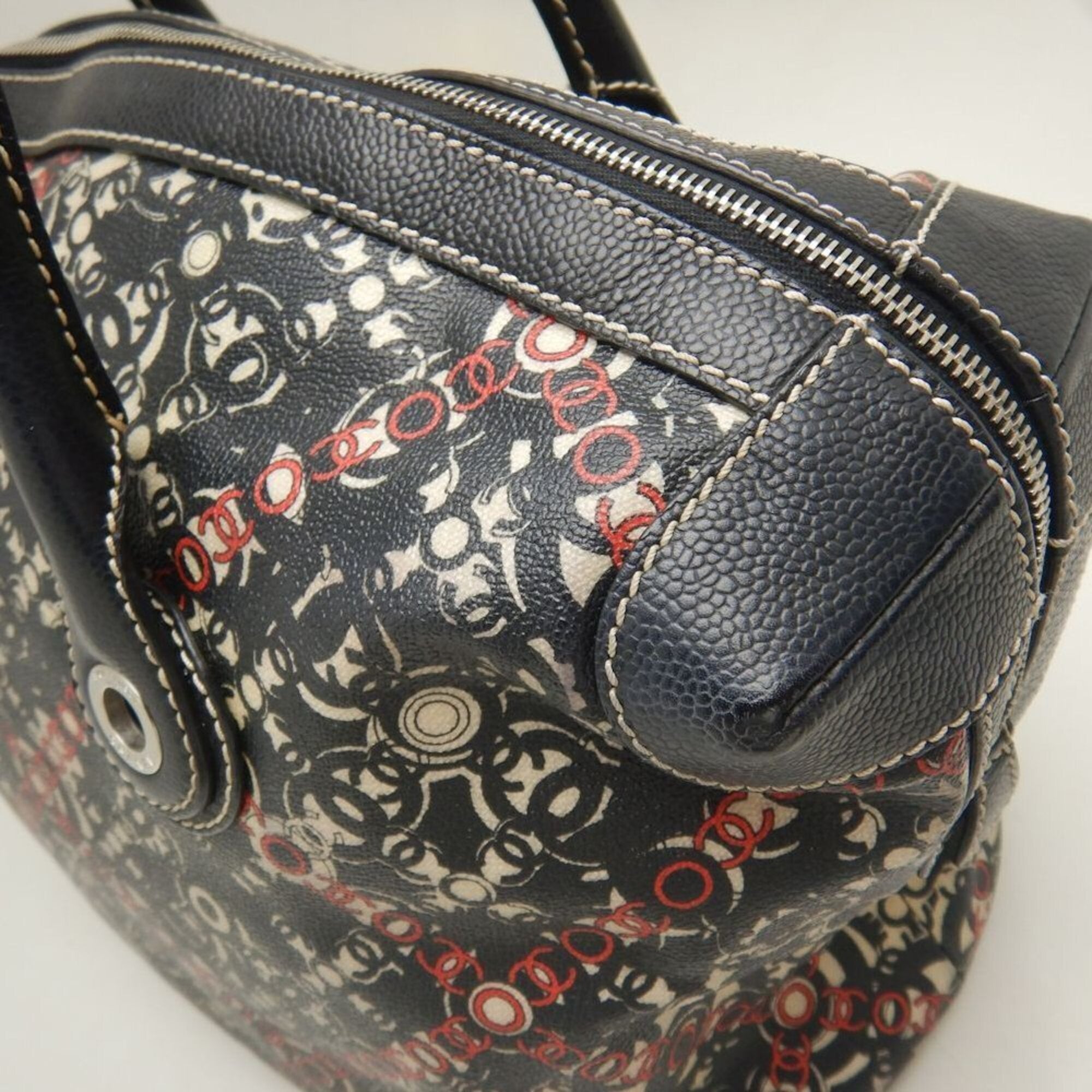 Chanel Black Coated Canvas Boston Bag (Pre-Owned)