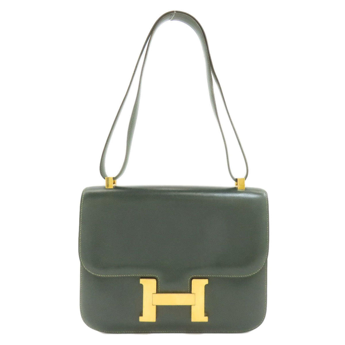 Hermes Green Box Calf Leather Shoulder Bag (Pre-Owned)