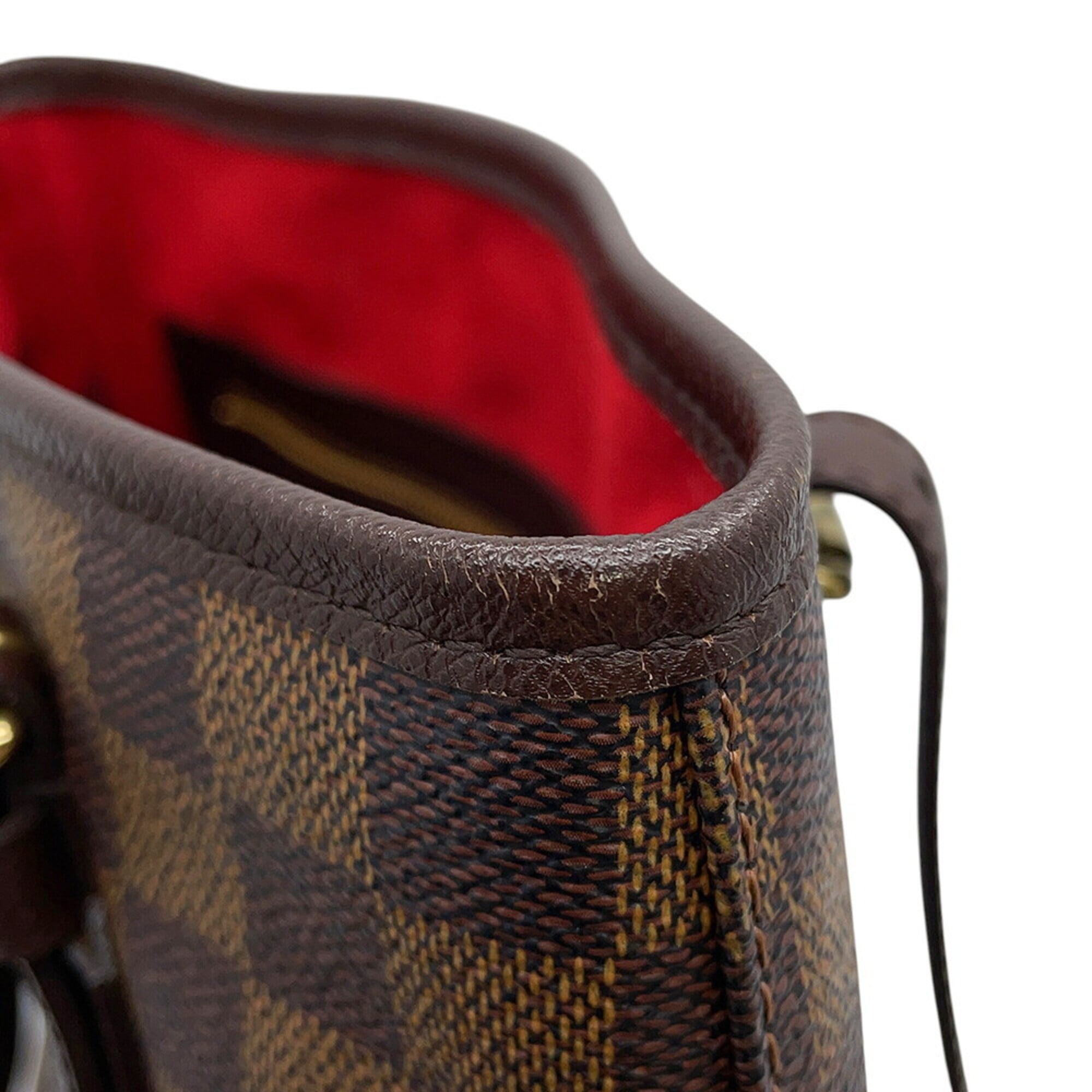 Louis Vuitton Red Color Damier Canvas Handbag Pouch Shoulder Bag Tote Bag (Pre-Owned)