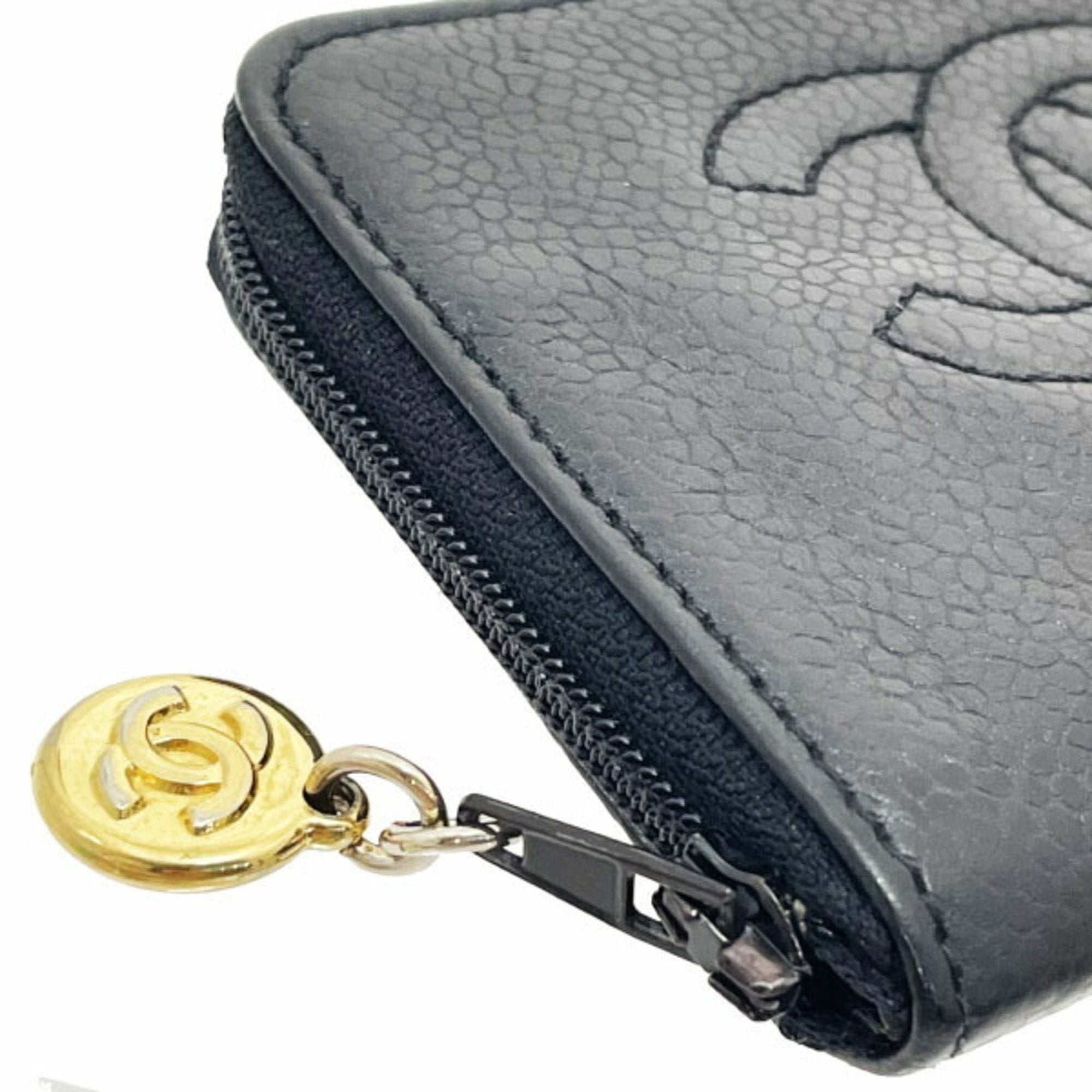 Chanel Black Grained Calfskin Coin Purse/Coin Case (Pre-Owned)