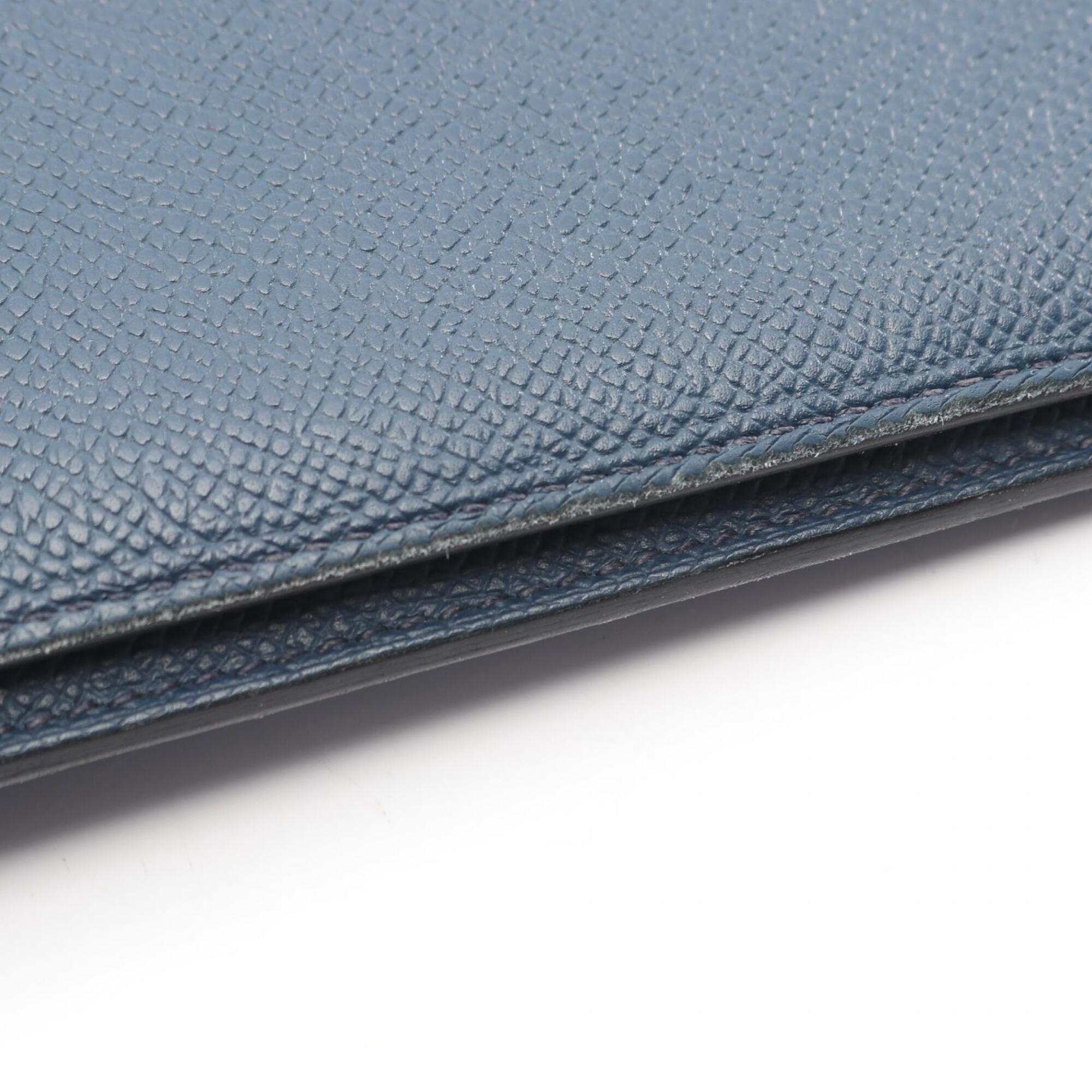 Hermes Navy Epsom Leather Leather Long Wallet (Bi-Fold) (Pre-Owned)