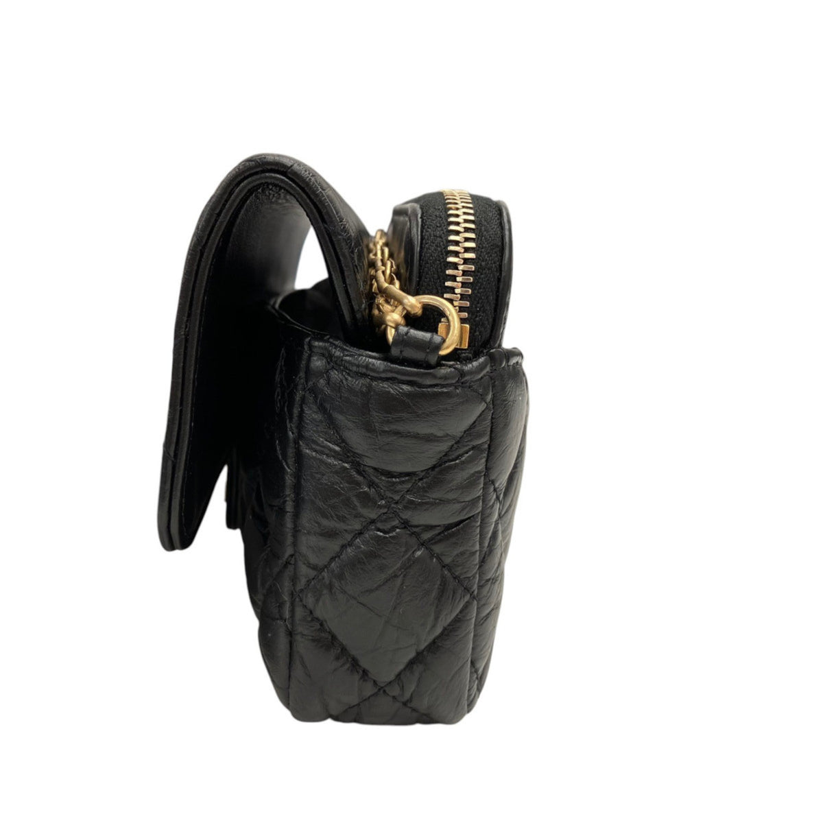 Chanel Matelasse Black Leather Chain/Shoulder Wallet (Pre-Owned)