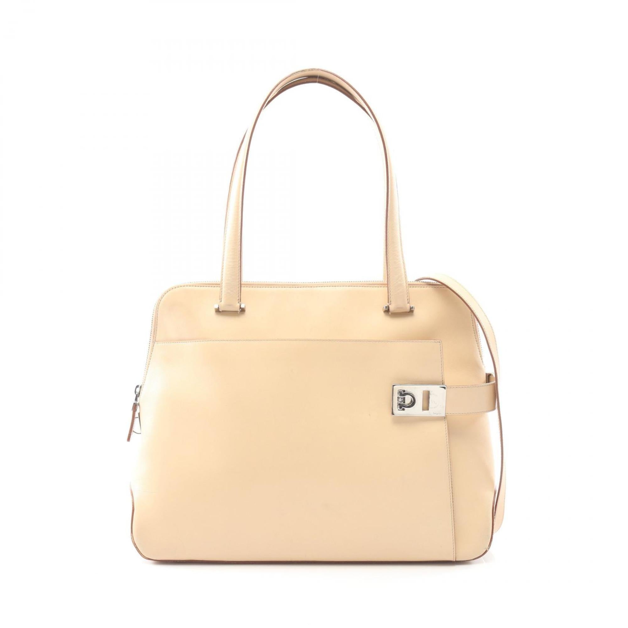 Salvatore Ferragamo Beige Leather Tote Bag (Pre-Owned)