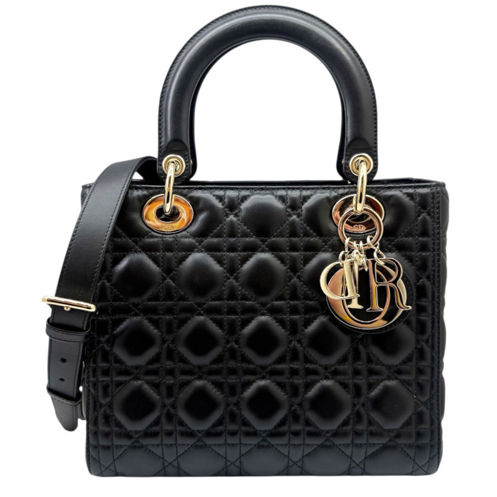Christian Dior Black Leather Handbag Shoulder Bag (Pre-Owned)