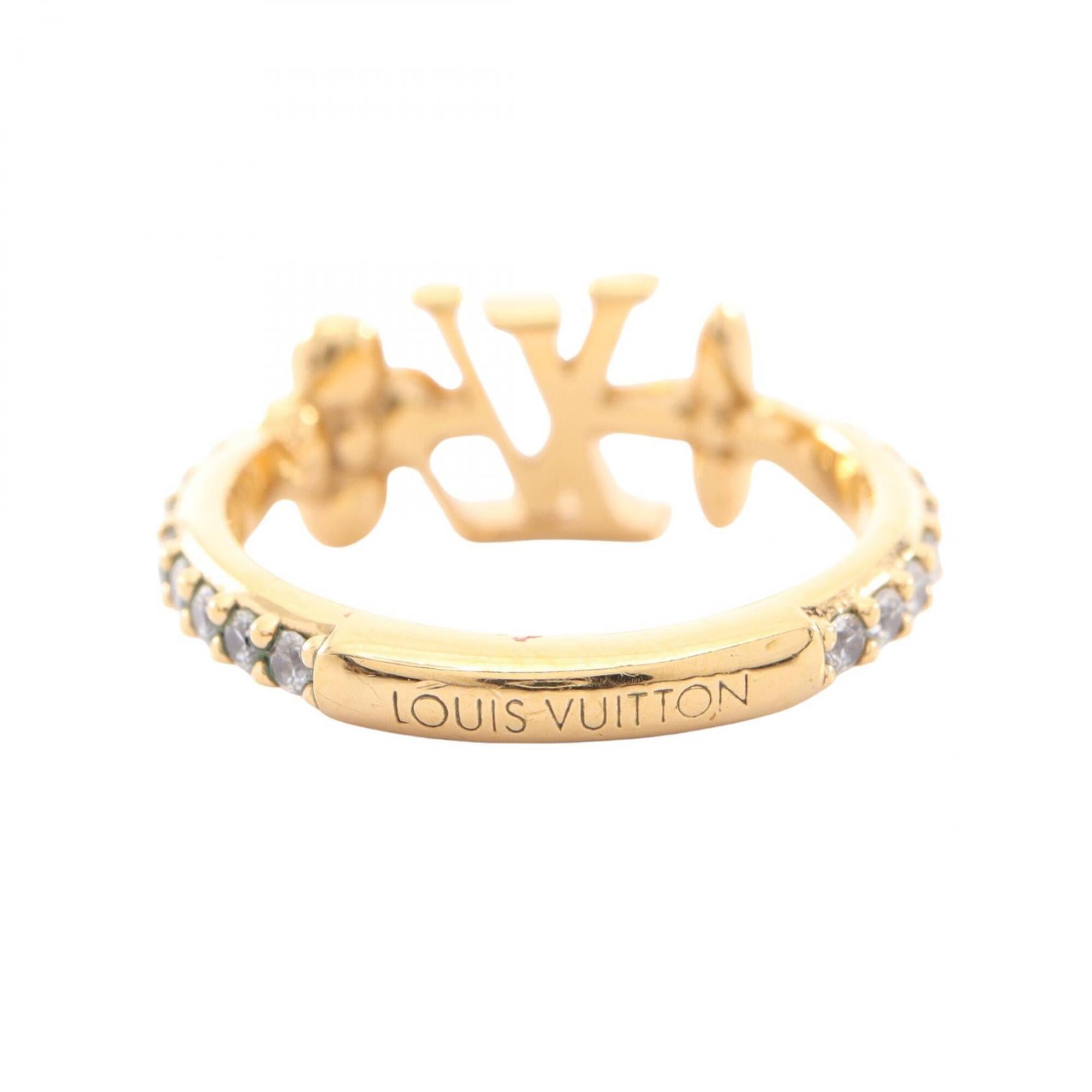 Louis Vuitton Gold Clear Gold Plating Rhinestone Band Ring (Pre-Owned)