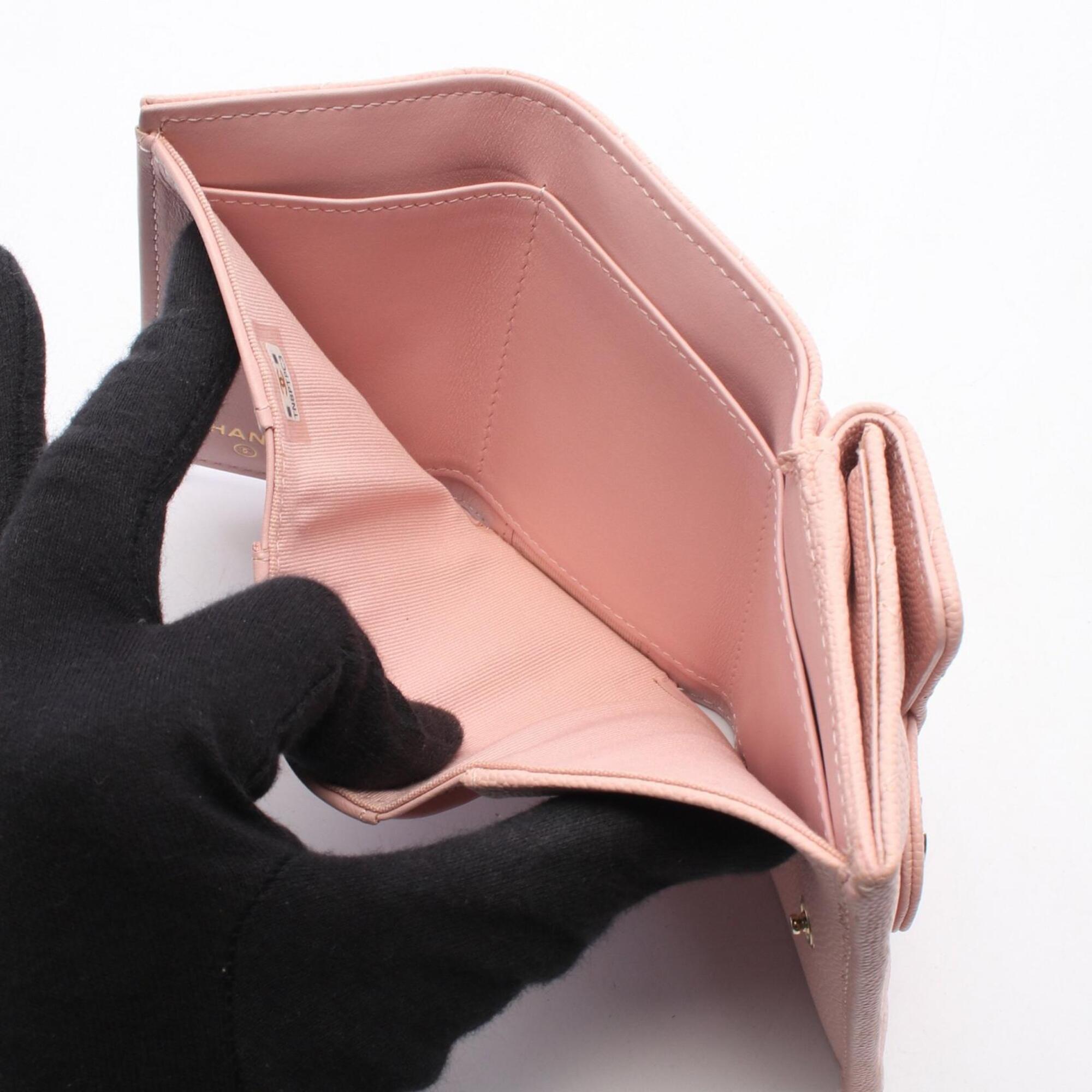 Chanel Pink Grained Calfskin Wallet (Tri-Fold) (Pre-Owned)