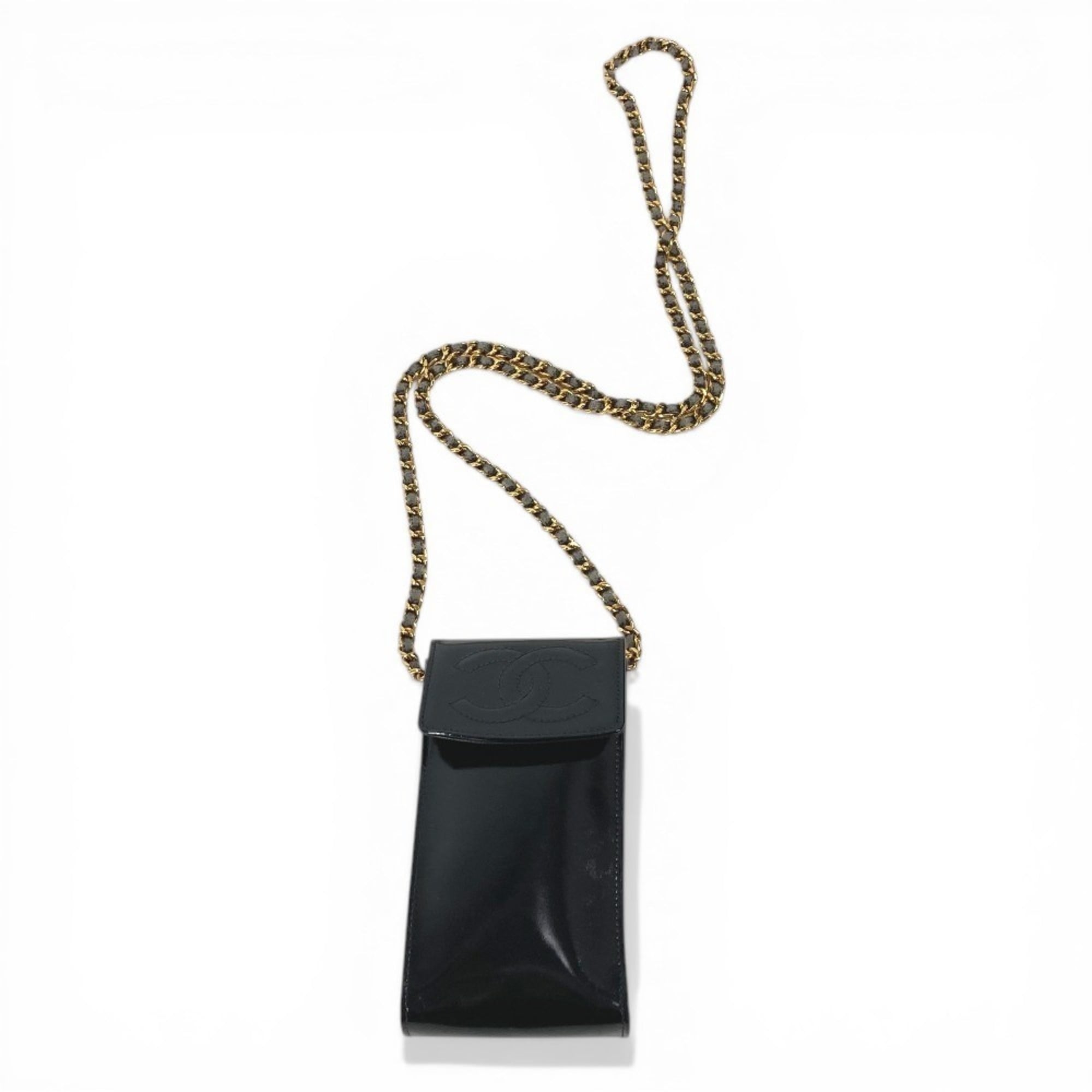 Chanel Black Leather Pochette Pouch Shoulder Bag (Pre-Owned)