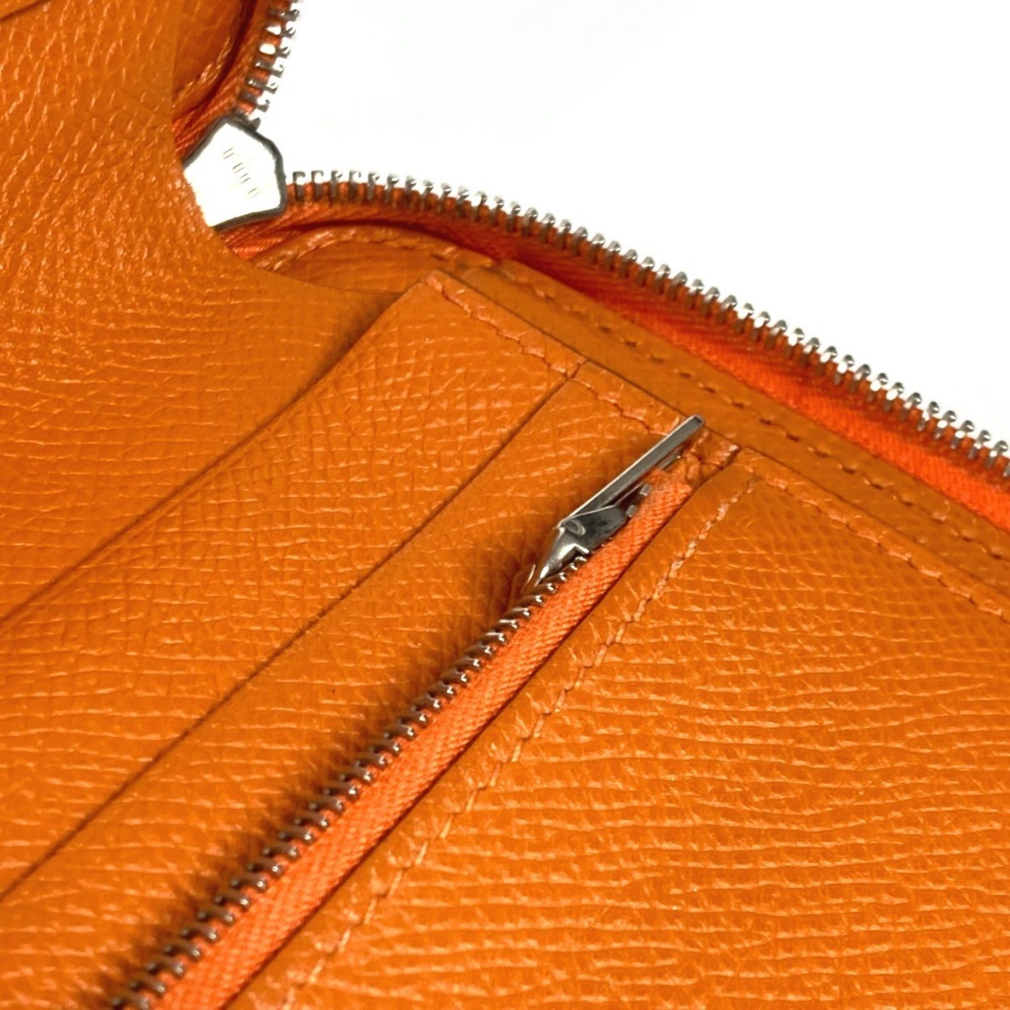 Hermes Orange Leather Long Wallet (Bi-Fold) (Pre-Owned)