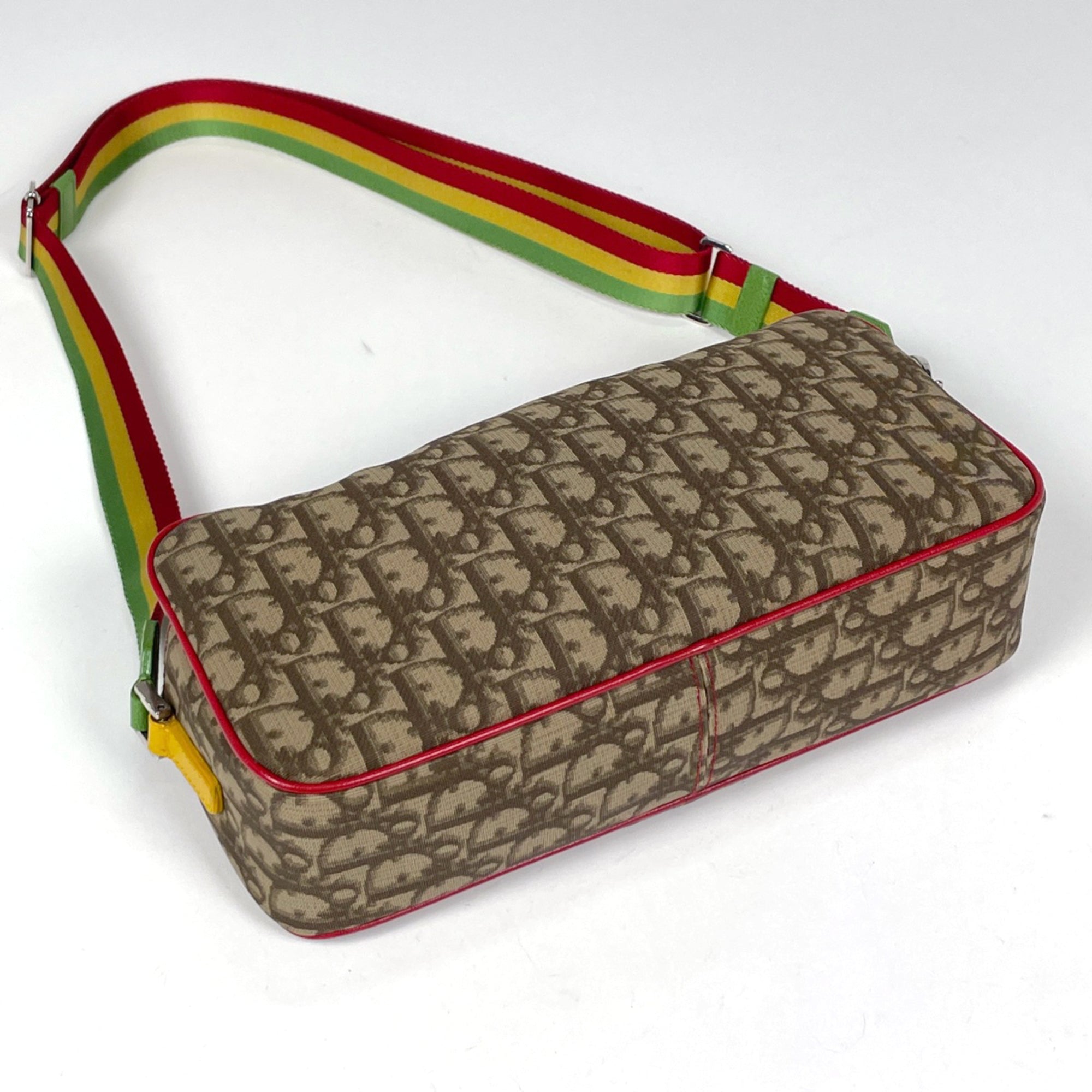 Christian Dior Trotter Brown Multi-Color Red Color Coated Canvas Leather Shoulder Bag (Pre-Owned)
