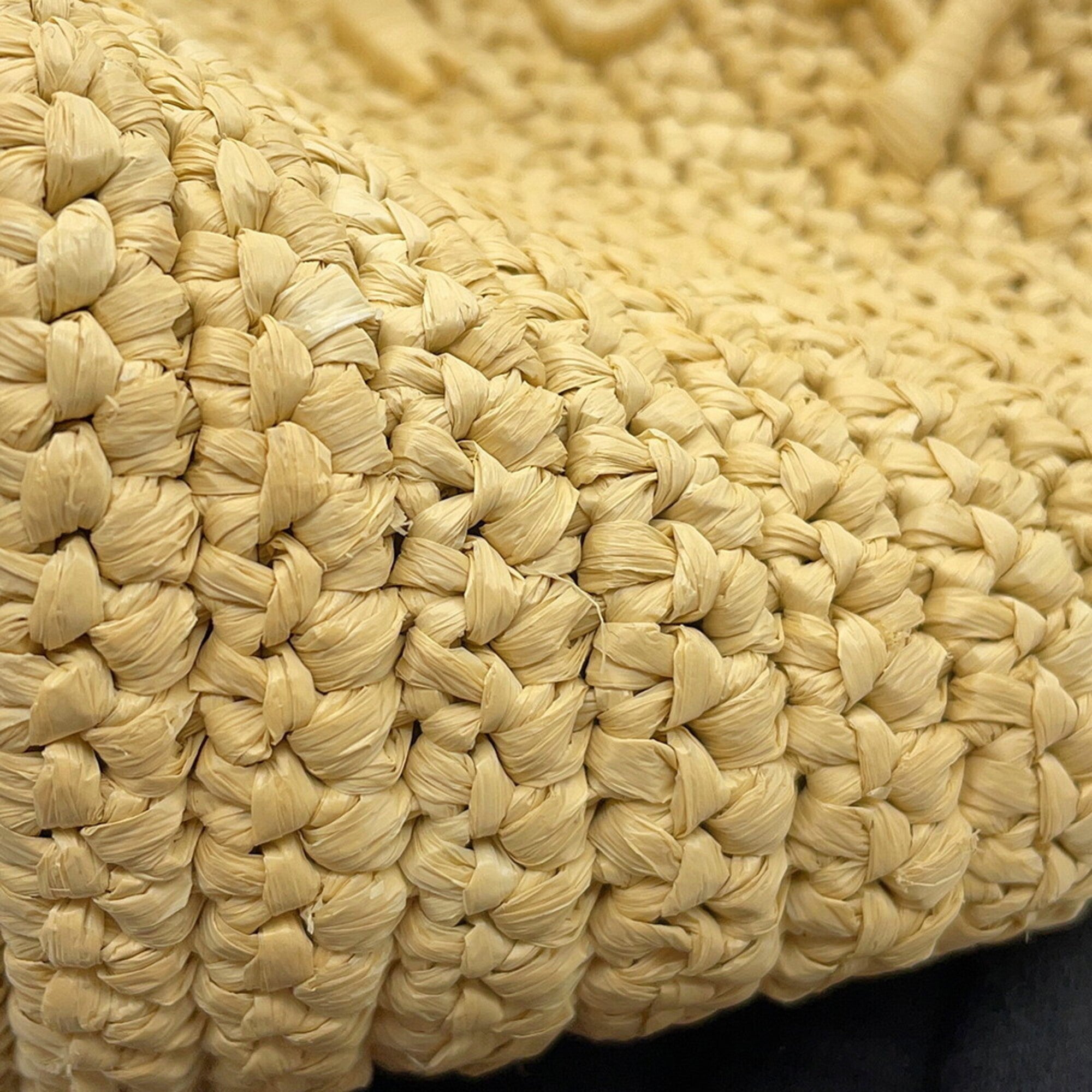 Prada Beige Light Brown Raffia Leather Handbag Shoulder Bag (Pre-Owned)