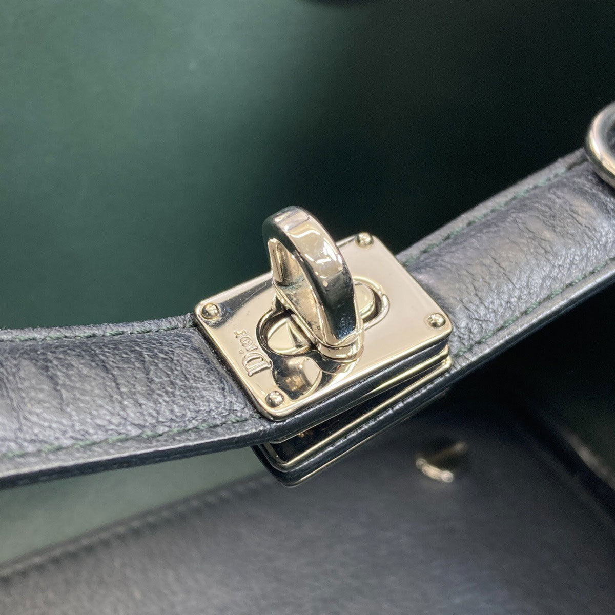 Christian Dior Black Green Pink Leather Handbag (Pre-Owned)
